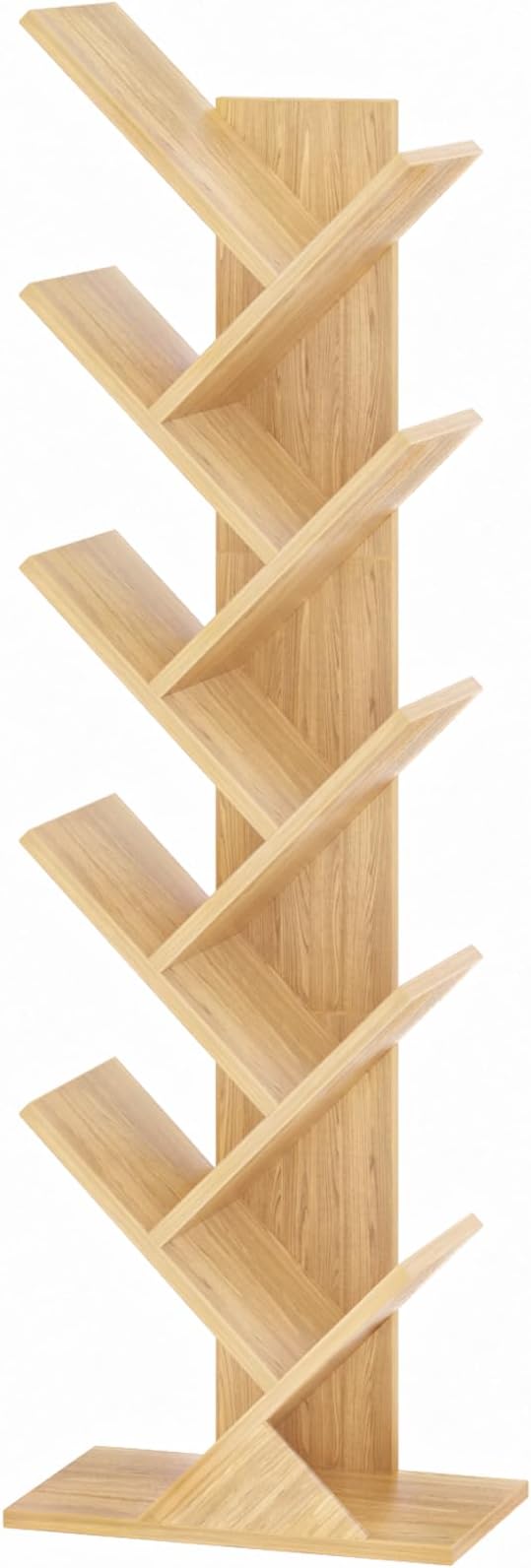 SHEEPAM 10 Tier Tree Book Shelf, Floor Standing Wood Bookshelf