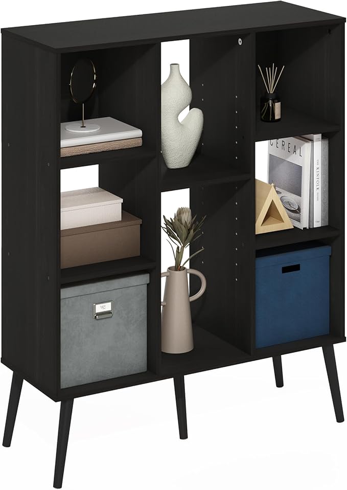 Furinno Claude Mid Century Style Book Shelf, 8-Cube Bookshelf, Cube Storage