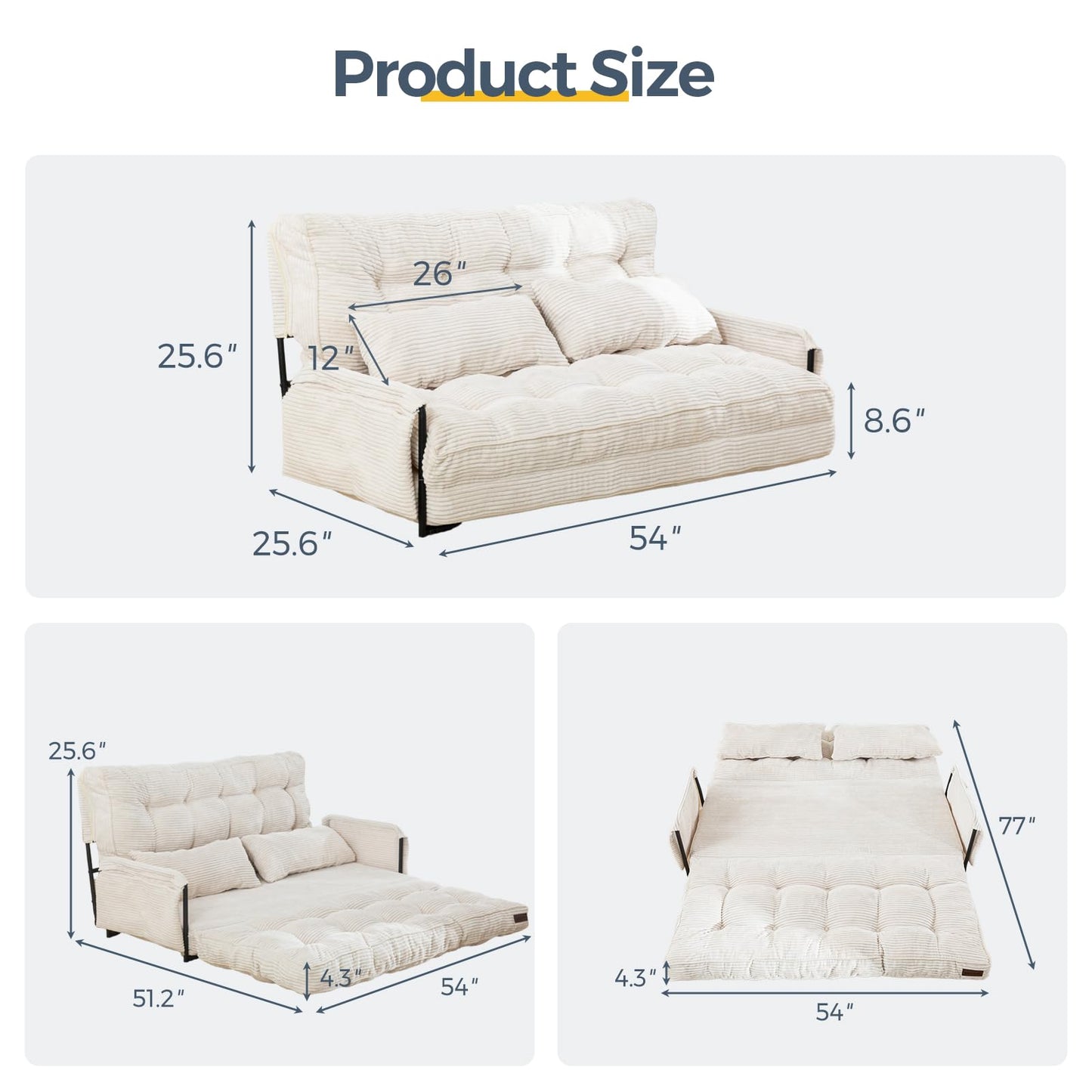 MAXYOYO Adjustable Floor Sofa Couch, Multi-Functional Bean Bag Bed, Loveseat Floor Couch Foldable Lazy Sofa Bed for Reading Living Room, Beige