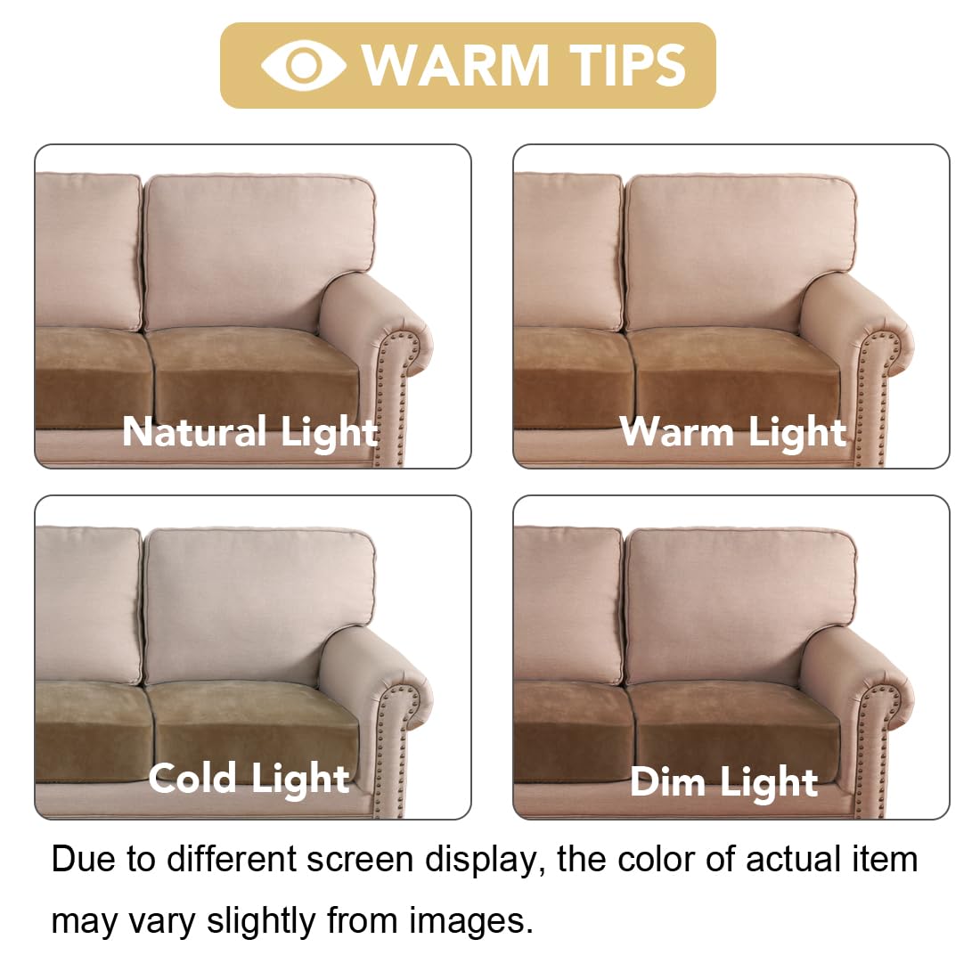 H.VERSAILTEX Velvet Stretch Couch Cushion Cover Plush Cushion Slipcover for Chair Loveseat Sofa Cushion Furniture Protector Seat Cushion Sofa Cover (3 Piece XL Sofa Cushion Covers, Camel)