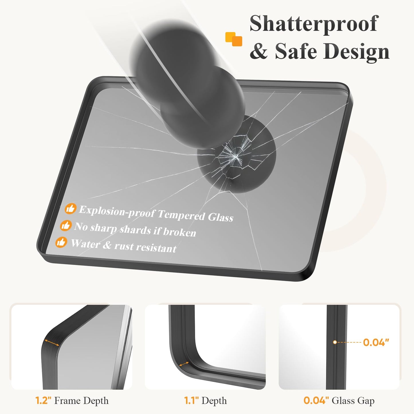 Sweetcrispy Bathroom Wall Mirror, 30x22 Inch Wall Mount Mirror for Over Sink, Modern Rounded Rectangle Vanity Mirrors with Matte Metal Framed, for Home Decor, Living Room, Bedroom, Black