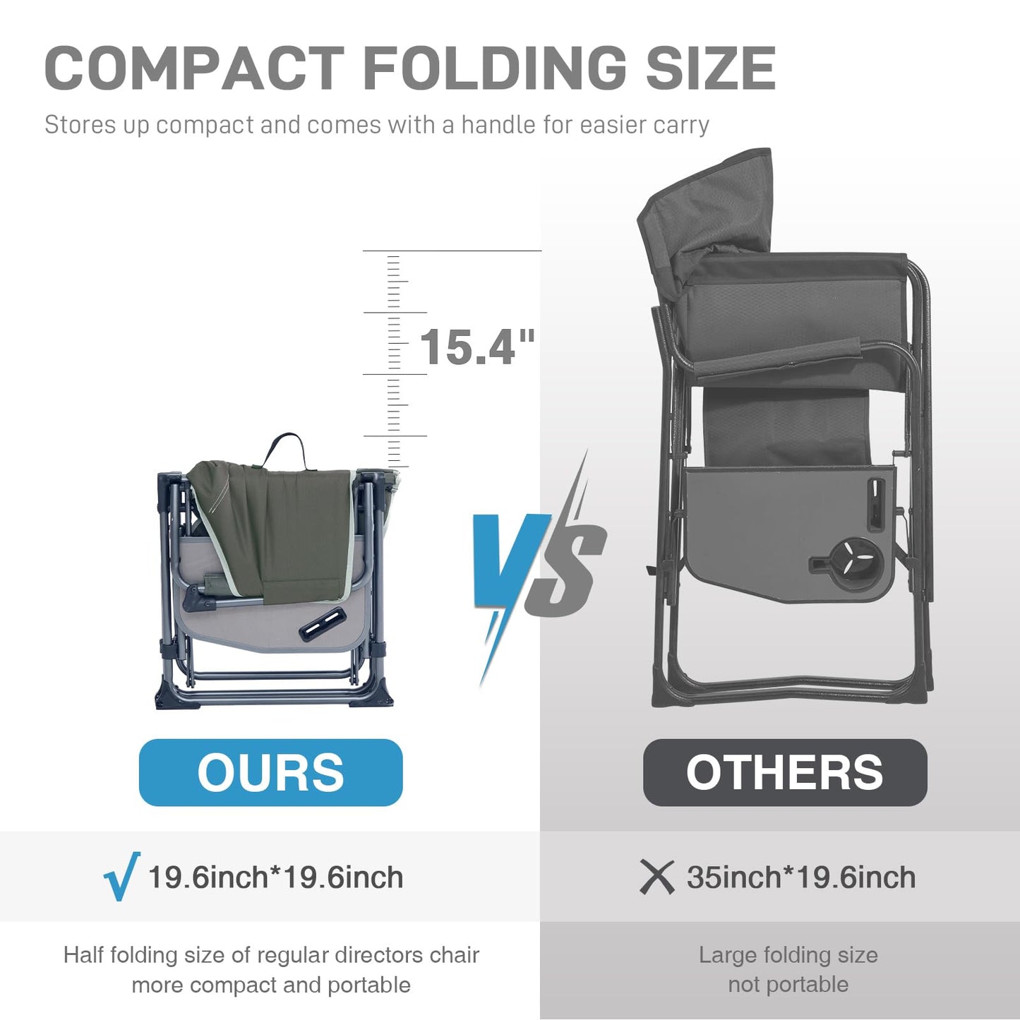 EVER ADVANCED Camping Directors' Chair with Side Table, Portable Folding Chair with Compact Size, Heavy Duty with Pocket for Camping, Lawn, Sports and Fishing, 400lbs, Green 2 Pack