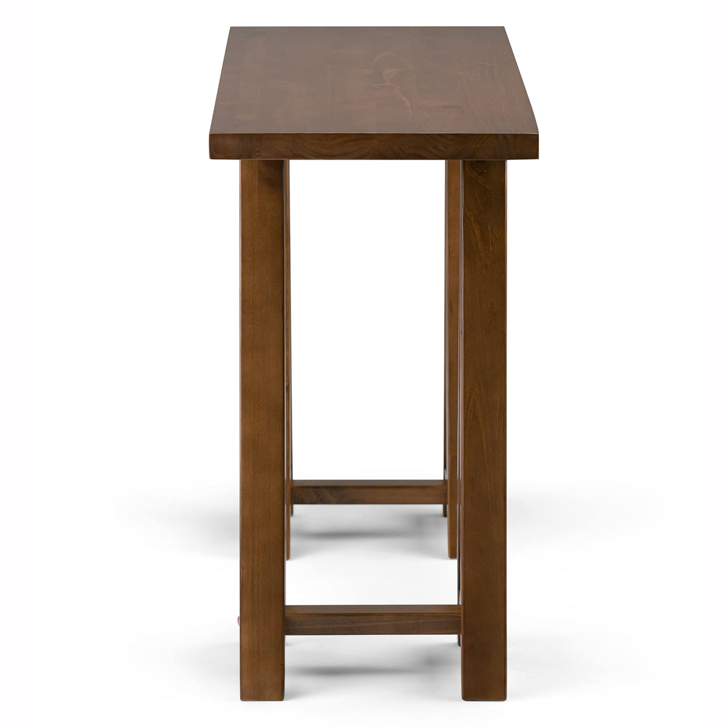 SIMPLIHOME Sawhorse Console Table - 50 Inch Wide Solid Wood Sofa Table in Medium Saddle Brown, Modern Industrial Entryway Table for Living Room with Extra Thick Top and Sawhorse Legs