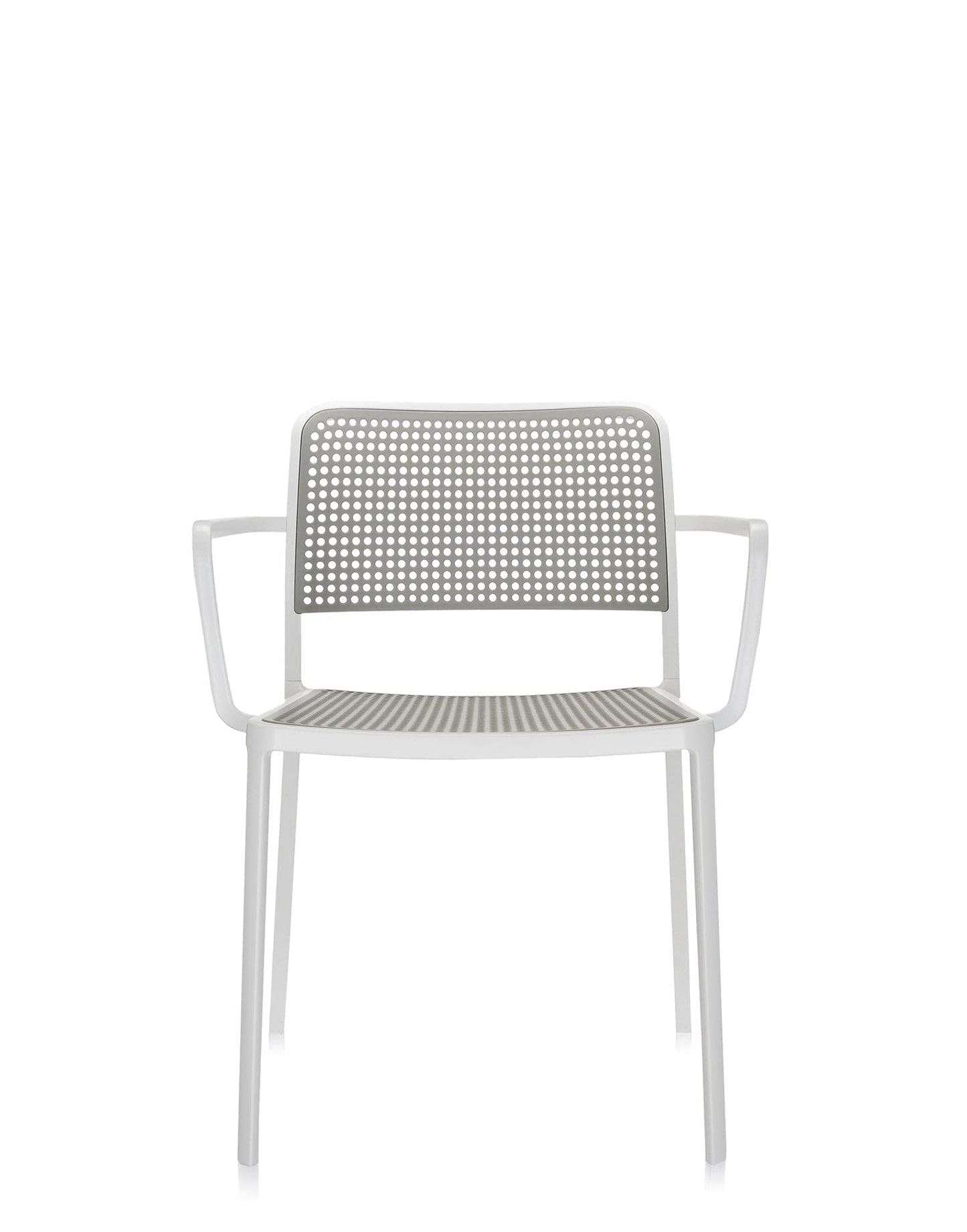 Kartell 5876/B3 Audrey Chair by Piero Lissoni, Pack of 2, Pained Aluminum White/Light Grey