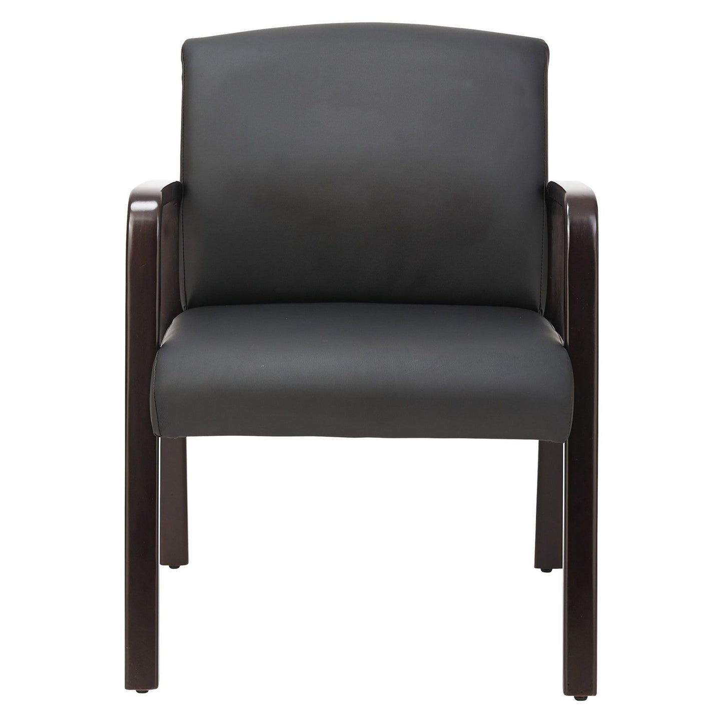 Alera ALE Reception Lounge Series Guest Chair, Espresso/Black Leather