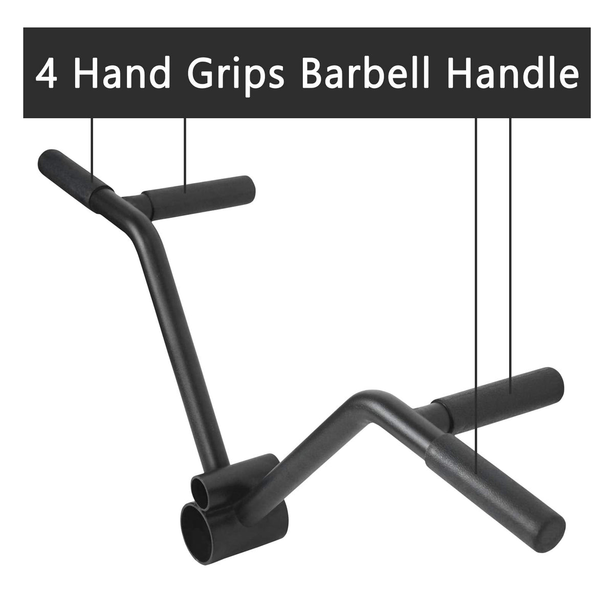 Luwint Multi-Grip T Bar Row Barbell Handle, Solid Steel V Straight Landmine Attachment, Fits 1 & 2 Inch Olympic Bars, Home Gym Equipment for Deadlift Squat Tricep Back Workout