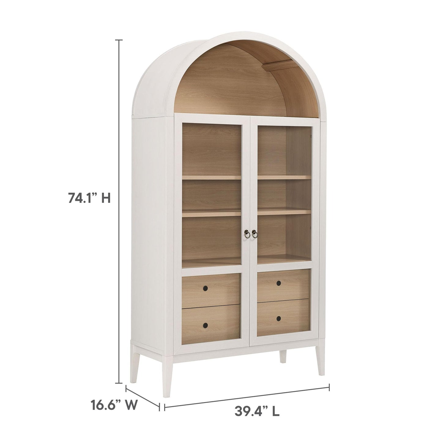 Modway Nolan Arched Storage Display Cabinet - Modern Accent Cabinet for Living Room, Dining Room