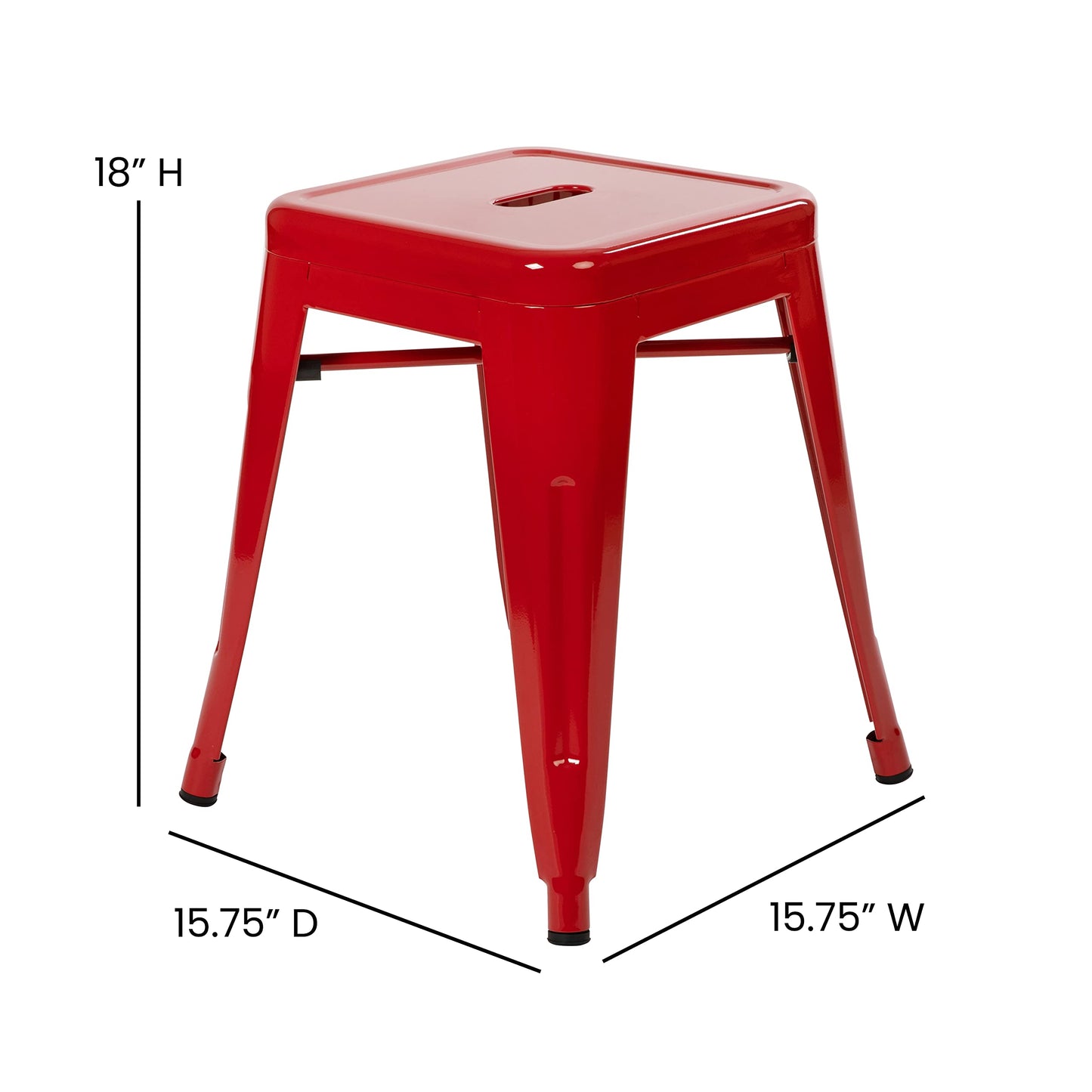 Flash Furniture Metal Dining Table Height Stool - Backless Red Kai Commercial Grade Stool - 18 Inch Stackable Dining Chair - Set of 4
