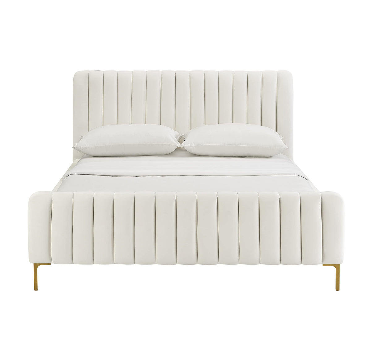 Tov Furniture Angela Velvet Bed in Full (Cream)
