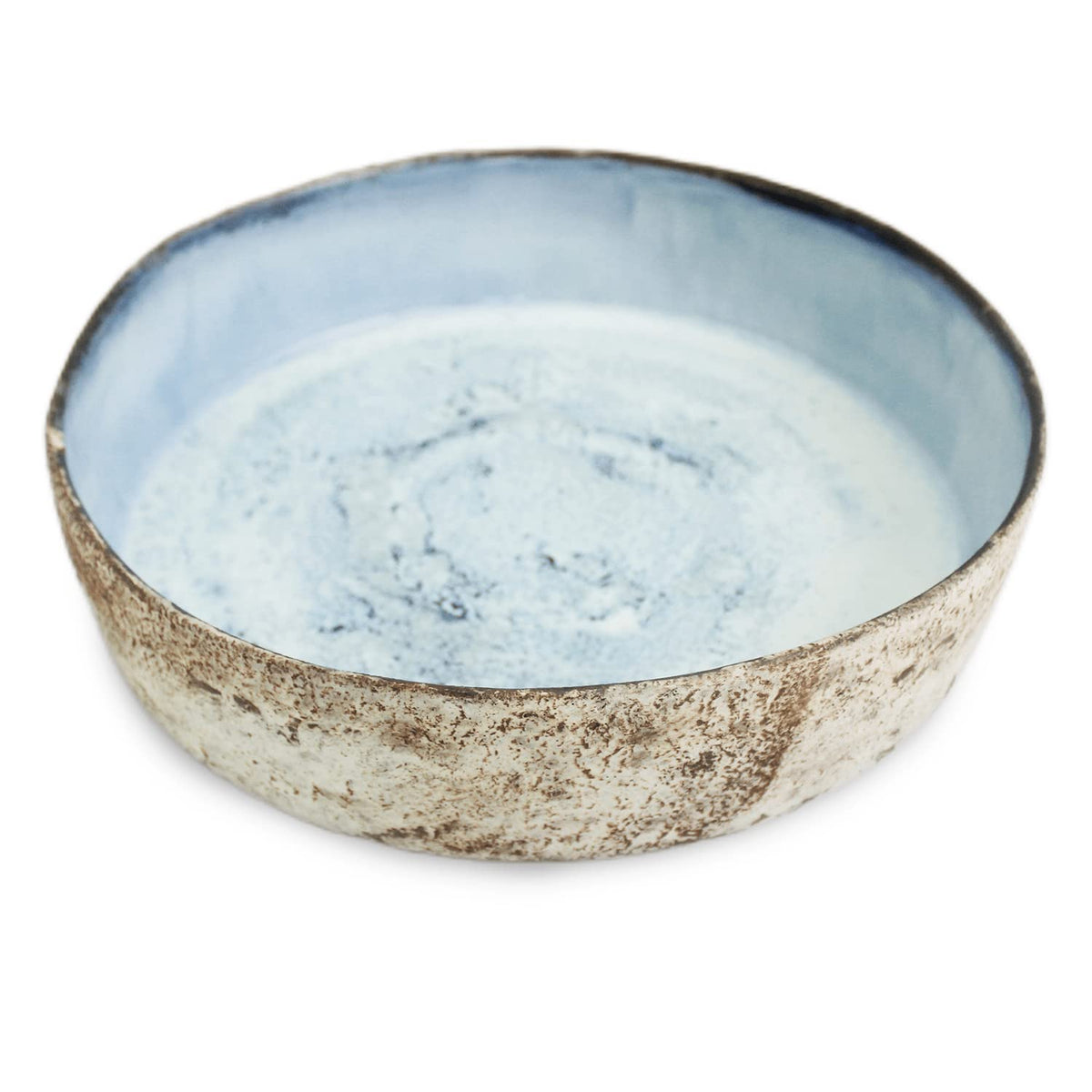 roro 12-Inch Handmade Ceramic Fruit Bowl & Decorative Planter – Large Rustic Serving Bowl with Textured Rustic Finish, Glazed Blue Interior for Dining & Home Decor