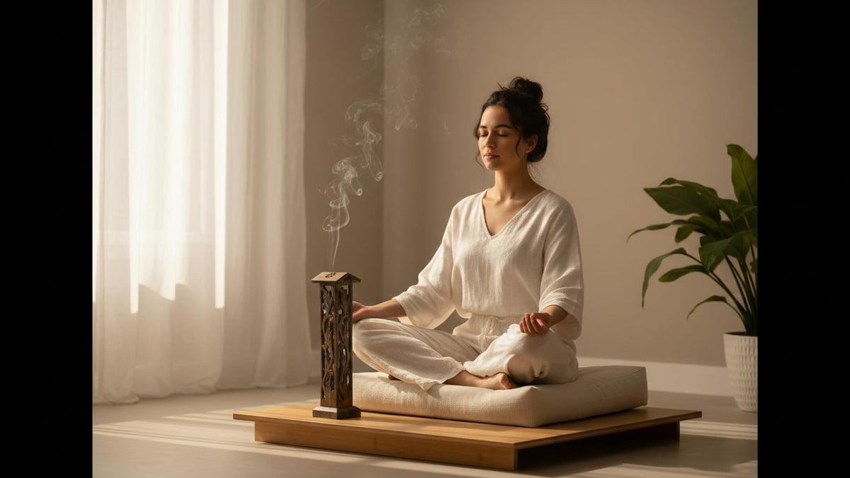 Wooden Incense Stick & Cone Burner Holder Tower Large Organic Eco Friendly Ash Catcher Agarbatti Holder Rustic Style Hand Carved for Meditation Yoga Aromatherapy Home Fragrance Products (Natural)