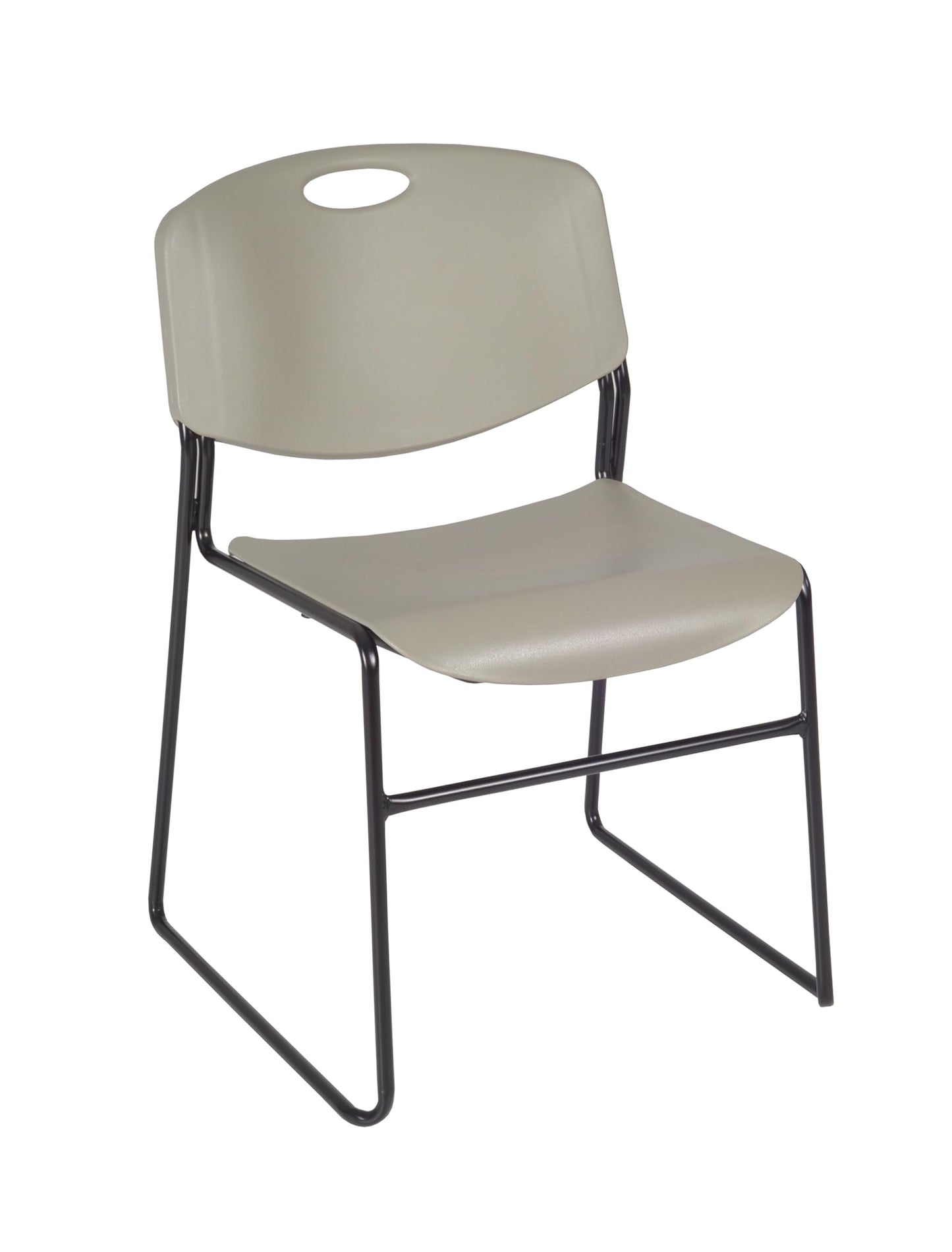 Romig Pillar 48 in. Square X-Base Breakroom Table- Grey & 4 Zeng Stack Chairs- Grey
