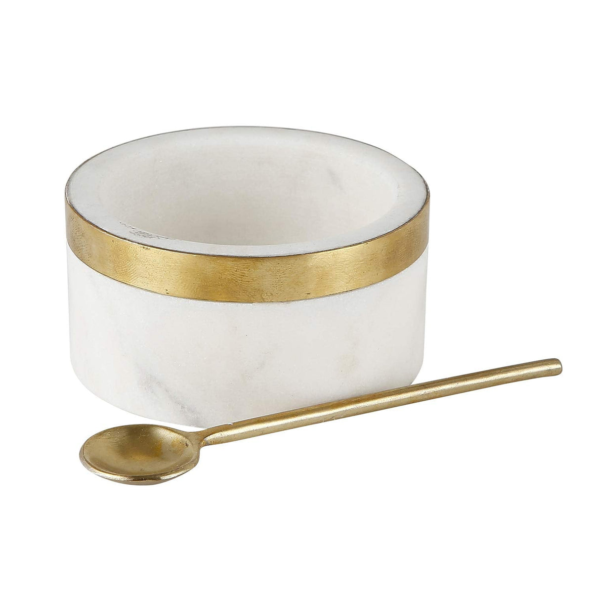 Santa Barbara Design Studio Table Sugar Spice Bowl With Spoon, Small, Marble + Brass