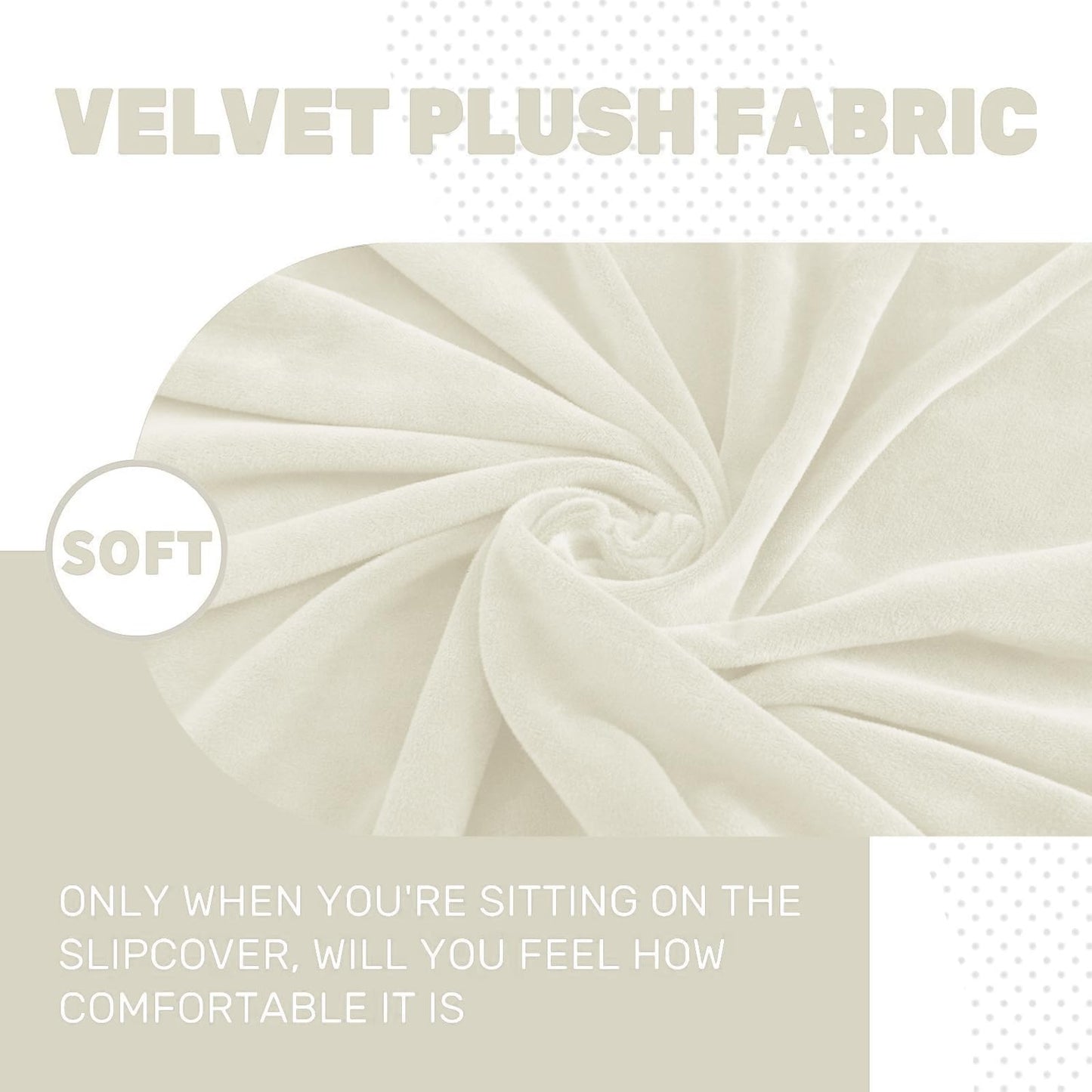 MAXIJIN Velvet Stretch Cushion Cover Fitted Couch Cushion Slipcovers 1 Pack Arm Chair Seat Cushion Cover for Individual Cushion Sofa Chair with Elastic Bottom (Chair Cushion, Beige)