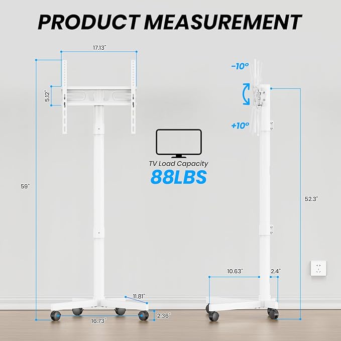 Mobile TV Cart Rolling TV Stand