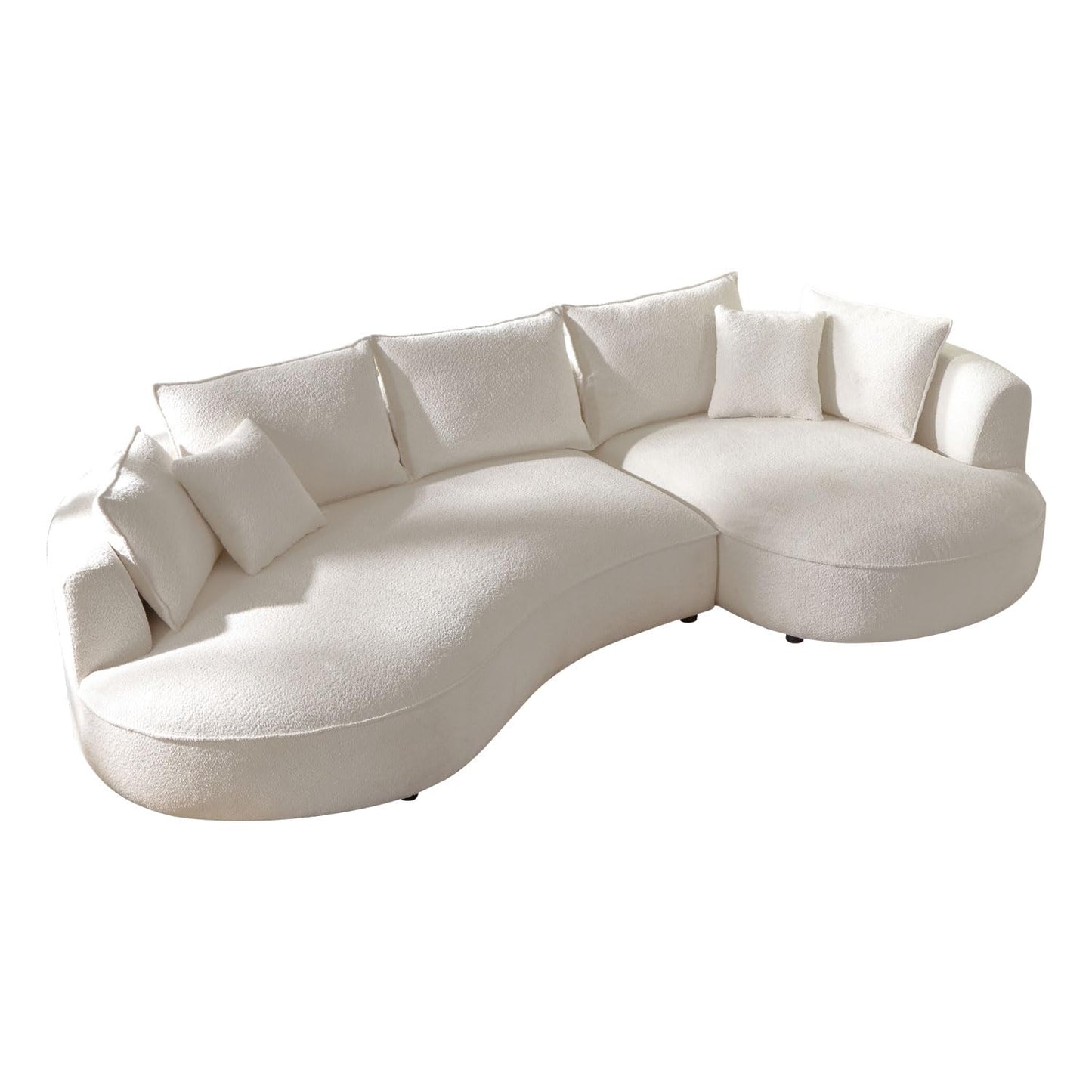 Modern Curved Sectional Sofa for Living Room, 125" L-Shape Corner Couch, Beige Boucle Upholstery Furniture, semicircular Chaise