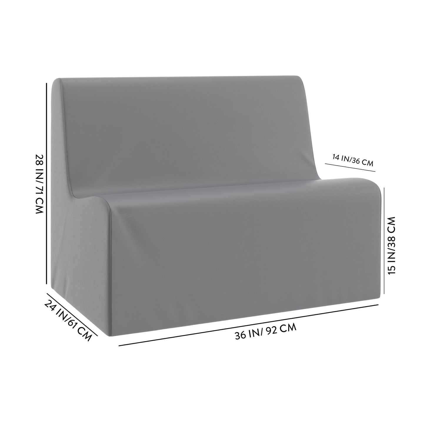 Children's Factory Large Contour Sofa, Mix-and-Match Kids Chairs, Sofas, Corner Ottomans and Cubes, Foam-Filled and Water-Resistant, Flexible Seating for Classroom Elementary, Coastal Green Kids Couch