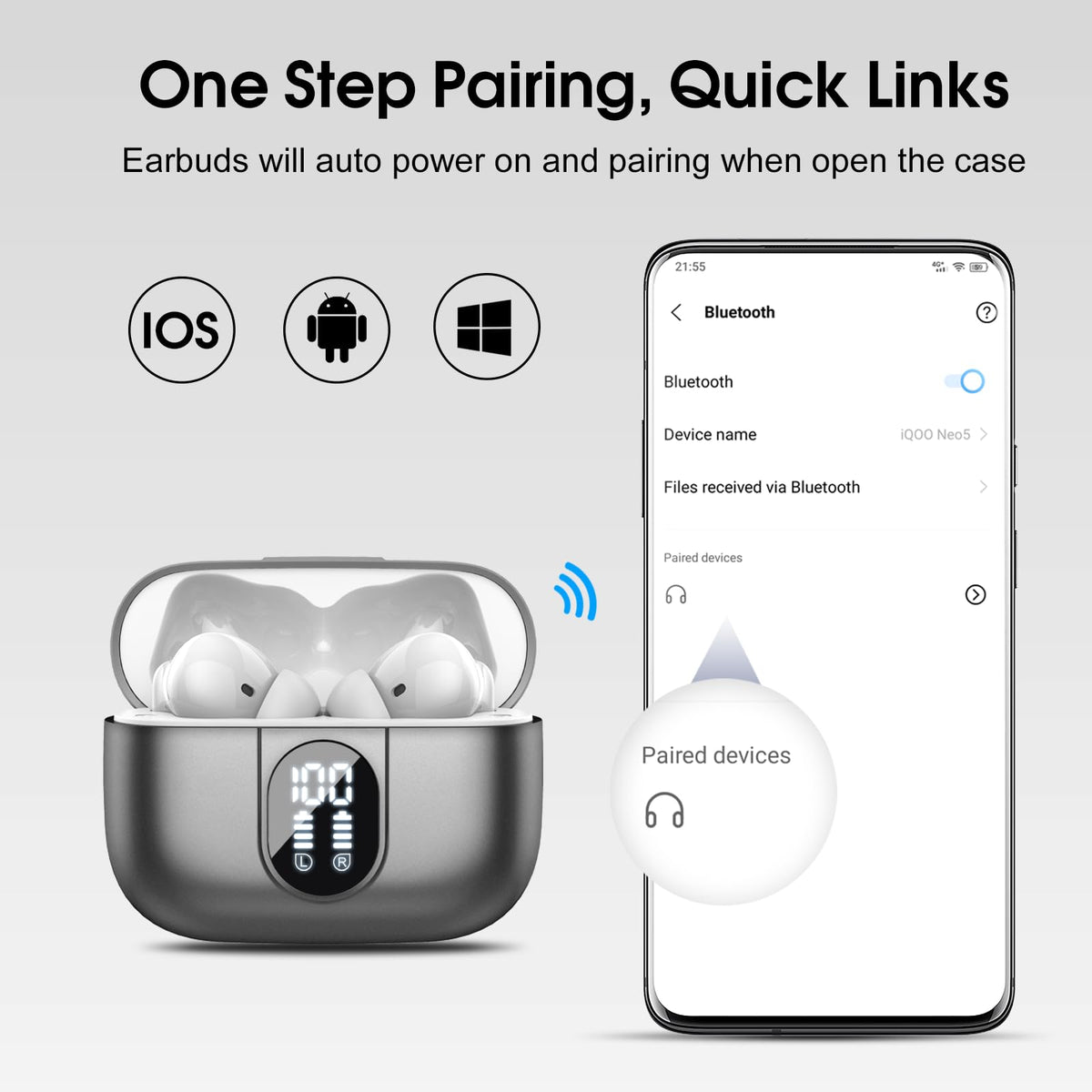 Csasan Ai Translation Earbuds Real Time, Translator Earbuds with 6 Translation Modes/164 Languages,No Subscription Required Translatior Headphones,48H Audifonos Traductores Inglés Español, Iron Gray