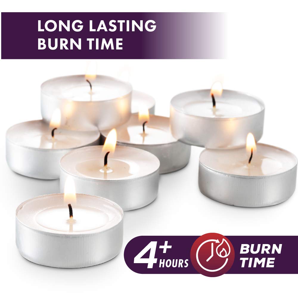 MontoPack Unscented White Tealight Candles Bulk [300] | 4 Hours of Smokeless, Dripless, Long Lasting Burning Paraffin Tea Lights | Small Votive Mini Candles for Home, Shabbat, Weddings & Emergencies