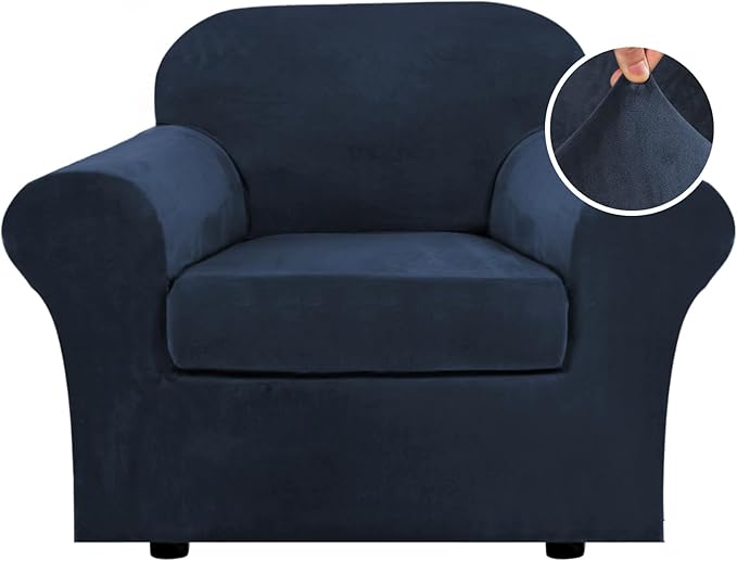 H.VERSAILTEX Rich Velvet Stretch 2 Piece Cover Chair Slipcover Sofa Cover