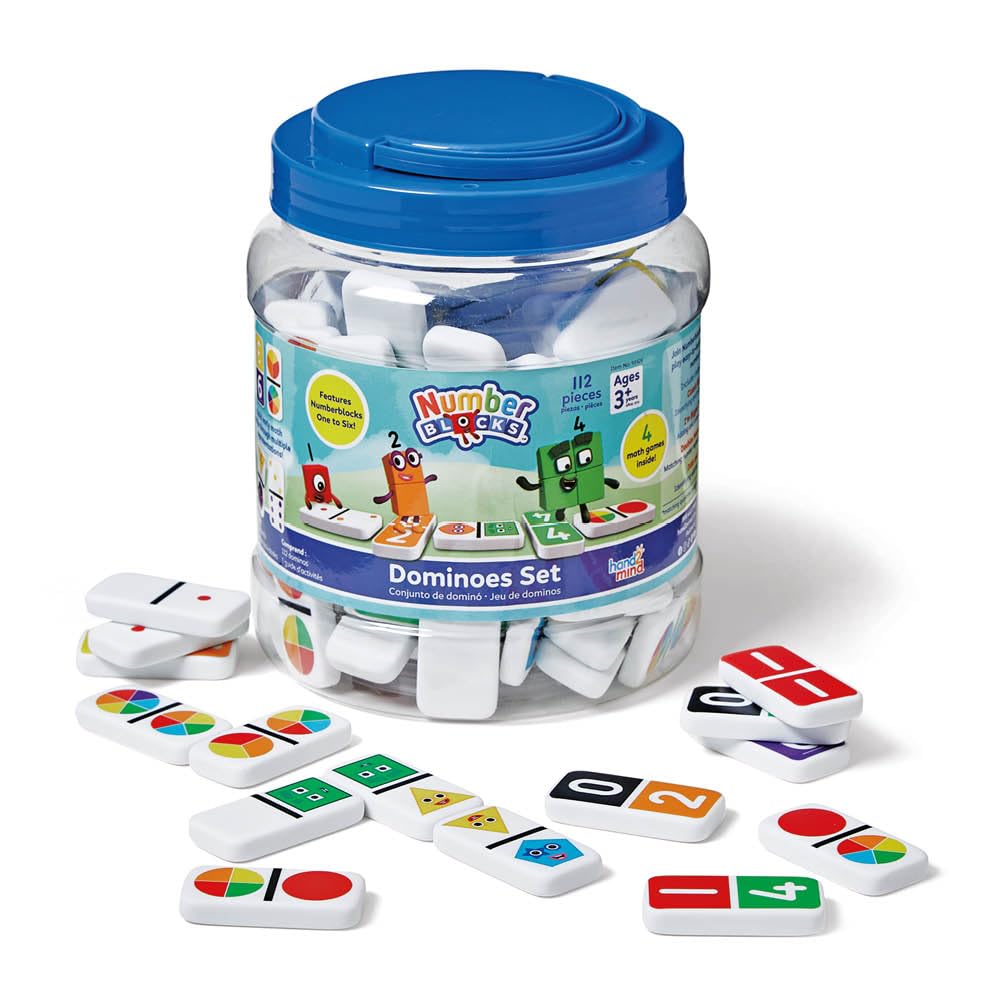 hand2mind Numberblocks Dominoes Set, Dominos for Kids, Domino & Tile Games, Toddler Matching Game, Counting Toys, Montessori Math Materials, Educational Toys for Kids, Preschool Learning Activities