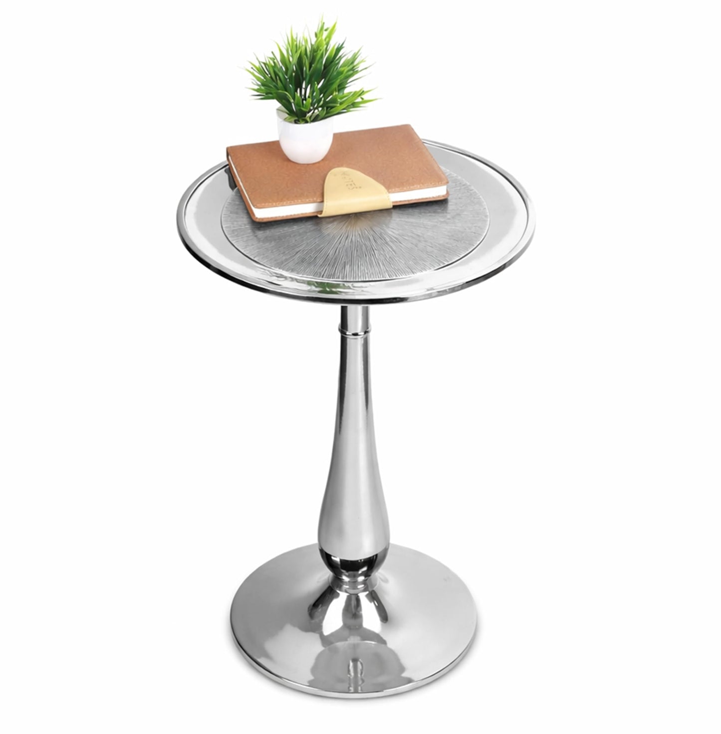 End Table for Living Room, Modern Side Table for Sofa & Bedroom, Aluminum Lightweight & Durable Metal Bedside Table, Rust Resistant Compact Corner Table for Home & Office - Silver