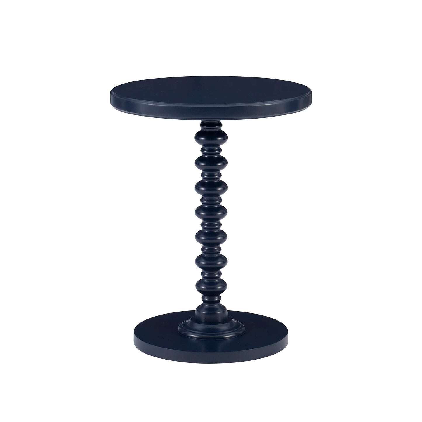 Tarkin Round Navy Blue Turned Spindle Pedestal Side Accent Table by Powell