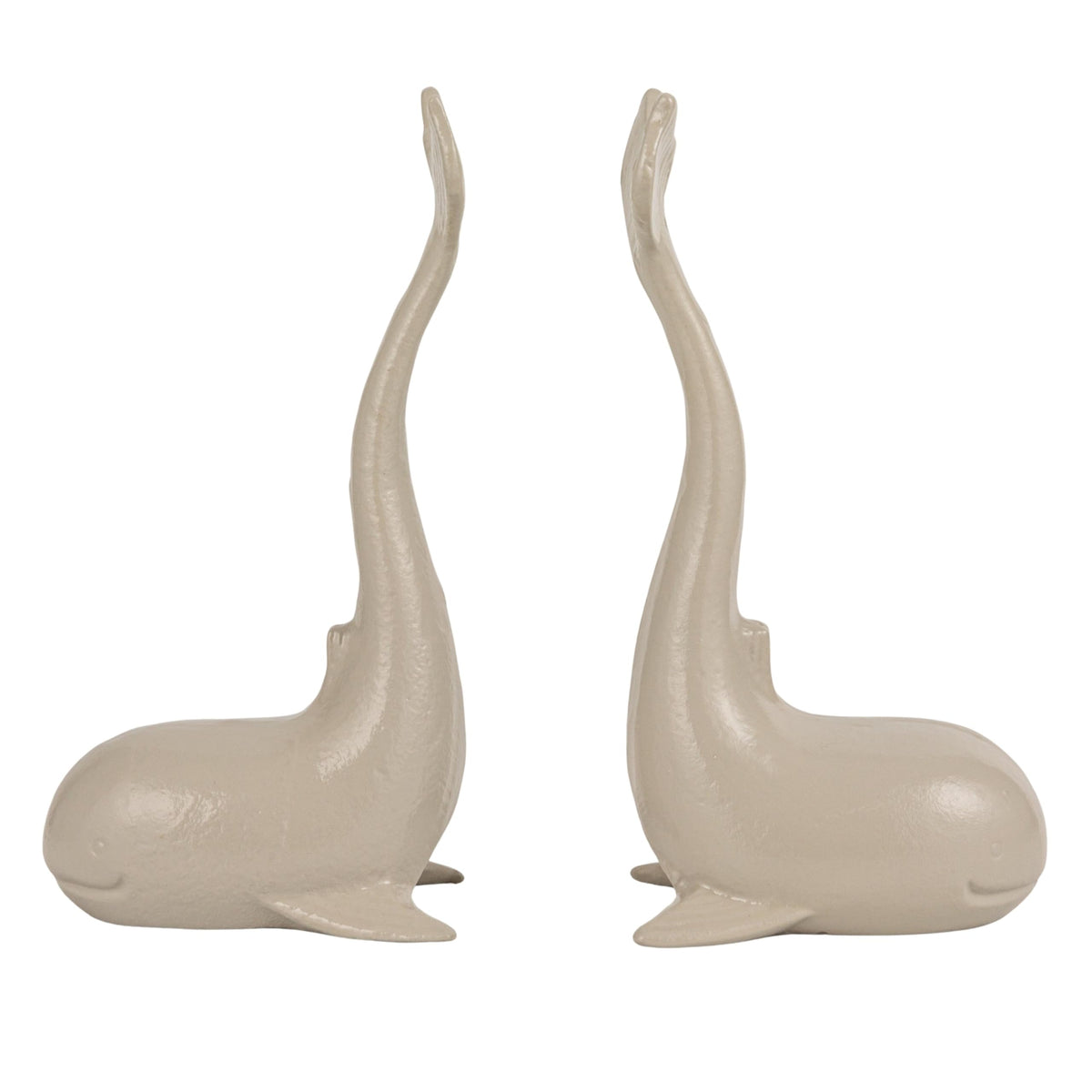 Creative Co-Op Whale-Shaped Cast Iron Bookends in Grey Finish