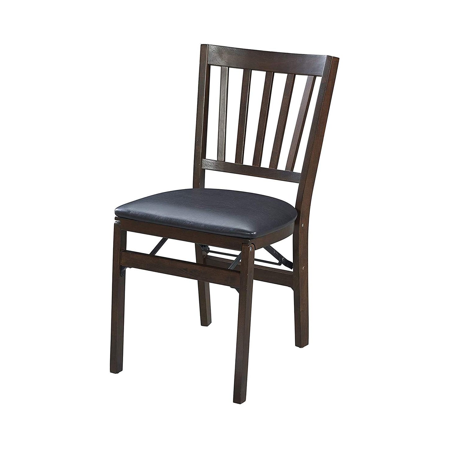 Stakmore Premium Solid Wood Dining Table Compact Folding Chair Set with Fabric Padded Upholstered Seat, Espresso/Black (Set of 2)