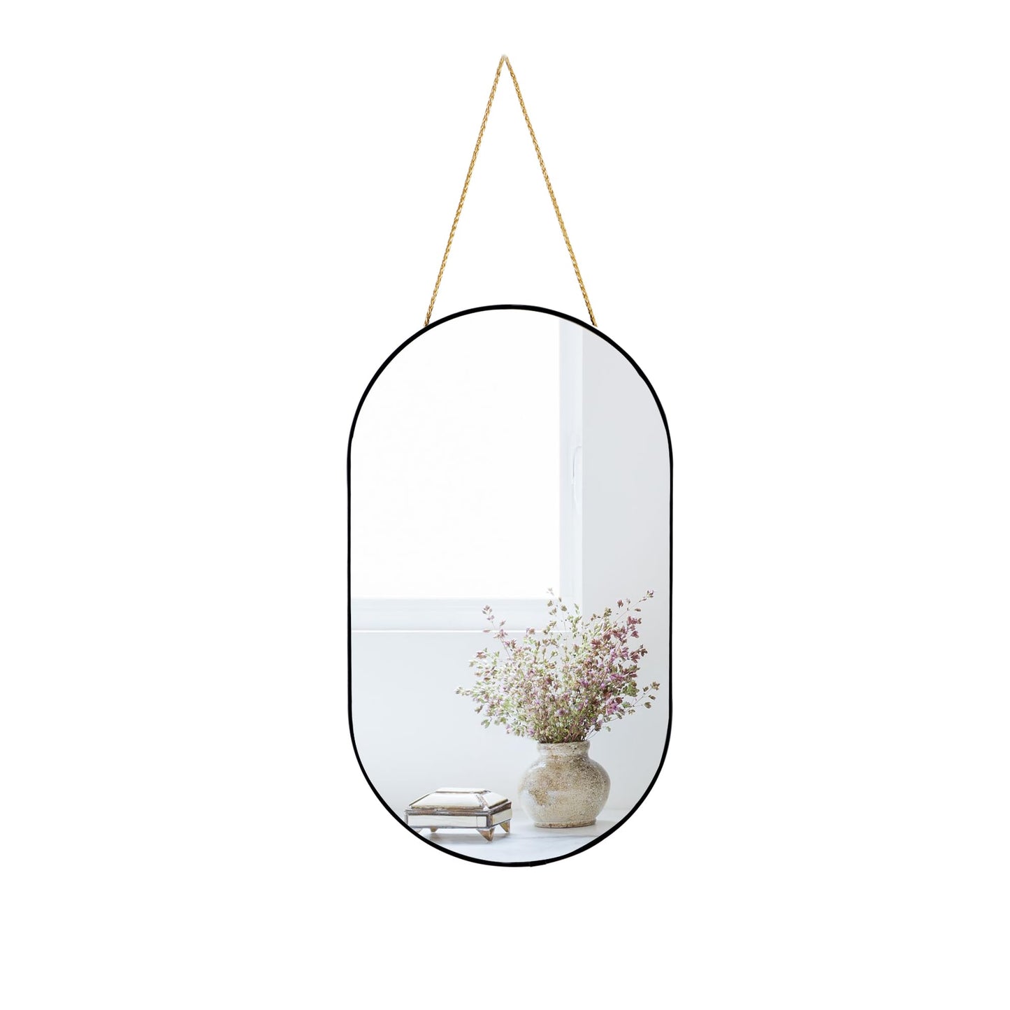 YCHMIR Oval Wall Mirror, Gold, Oval Shape, for Bathrooms and More (Black, 16x9.2 inch)