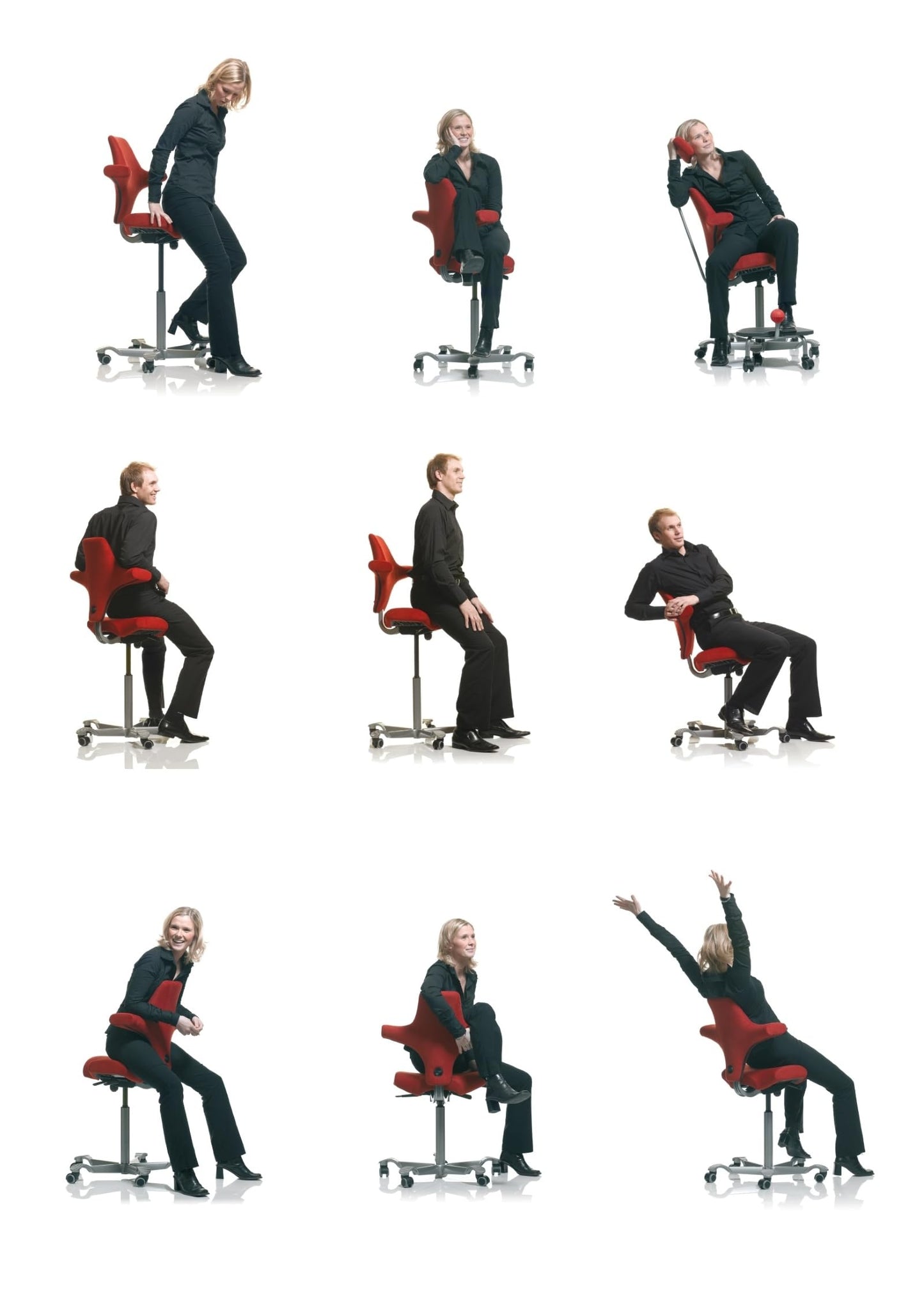 HAG Capisco Adjustable Sit to Stand Desk Chair - Black Frame - Polyester Black Seat