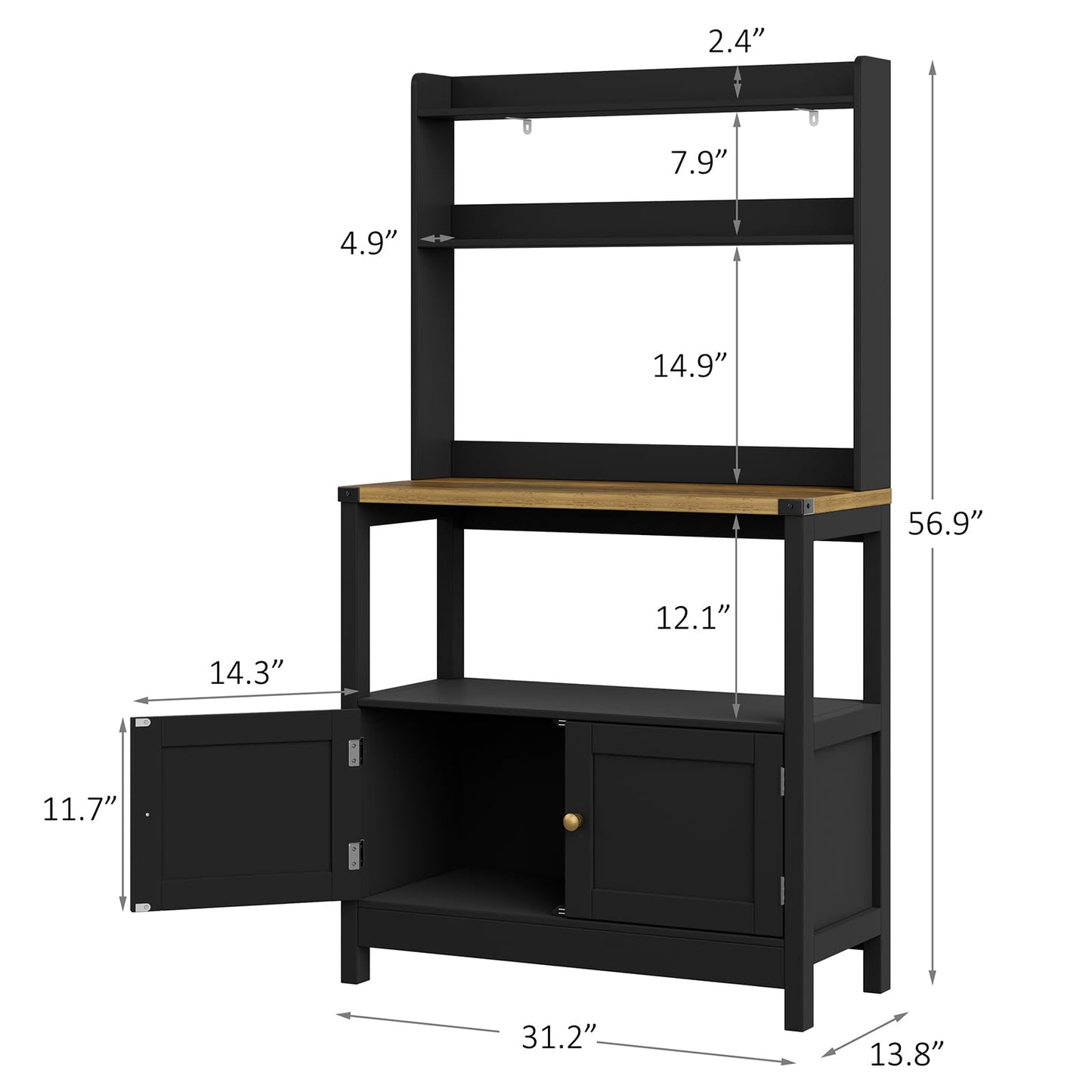 Lomojo Microwave Standing Baker's Racks Cabinet, 5-Tiers Coffee Bar (Black)