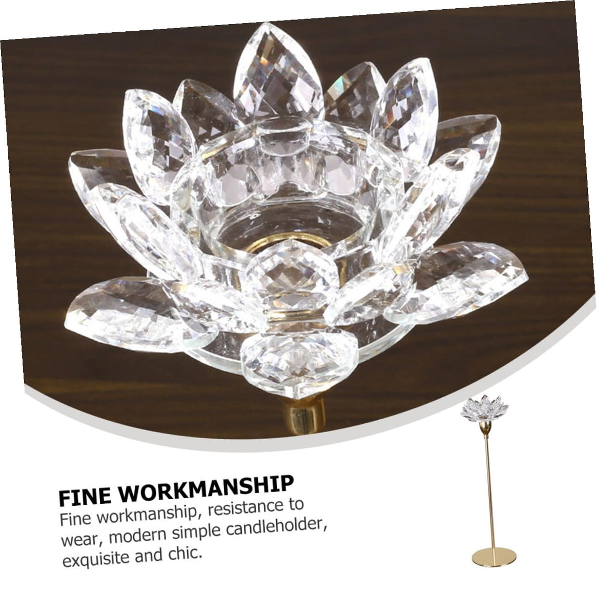 ULTECHNOVO Crystal Lotus Candleholder Metal Candlestick Small Gold Wedding Candle Stand for Dining Room Candlelight Dinner Decoration