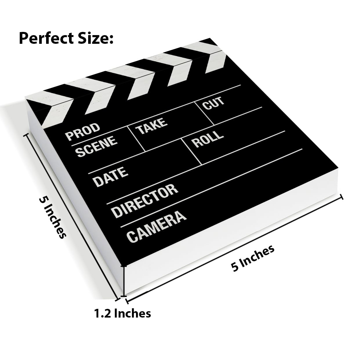 Movie Room Decor Sign, Gift for Filmmaker Director Crew Movies Lovers, Movie Night Film Slate Wooden Sign for Home Theater TV Room Table Shelf Decorations 5×5 Inches