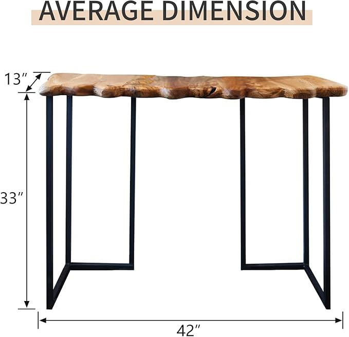 WELLAND Cedar Wood Live Edge Console Table 13" D x 42" W x 33" H Writing Desk