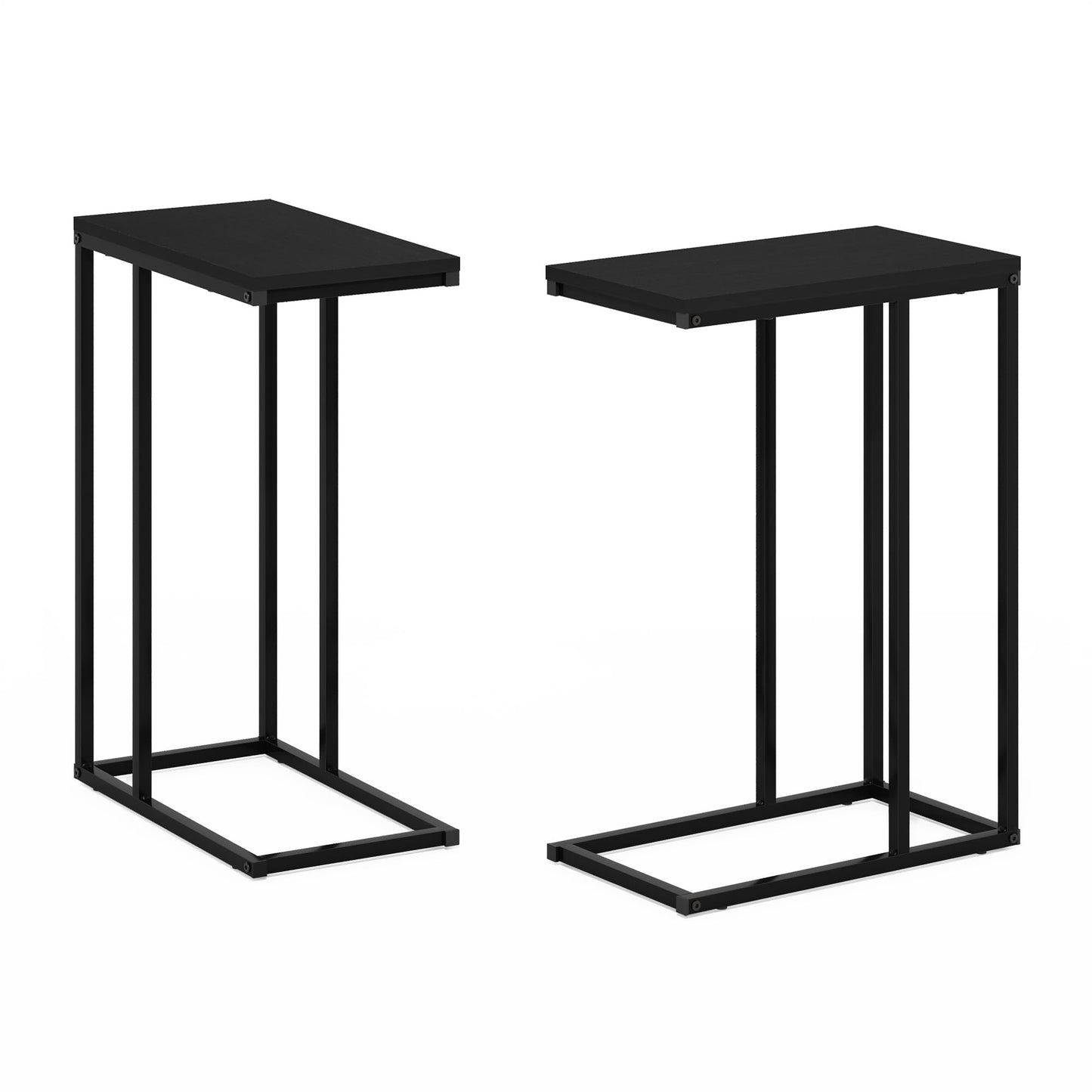 Furinno CAMNUS Side Table Set of 2, C-Shape Sofa End Table for Couch, Metal Frame Night Stand, Bedside Table, for Living Room, Bedroom, Americano