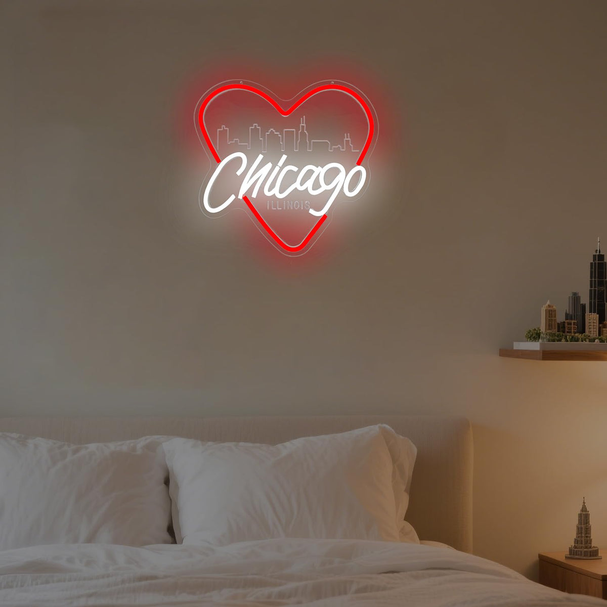 Chicago Neon Sign for Wall Decor Chicago Neon Light for Women Gift Dimmable LED City Light Up Sign for Christmas Birthday Gifts