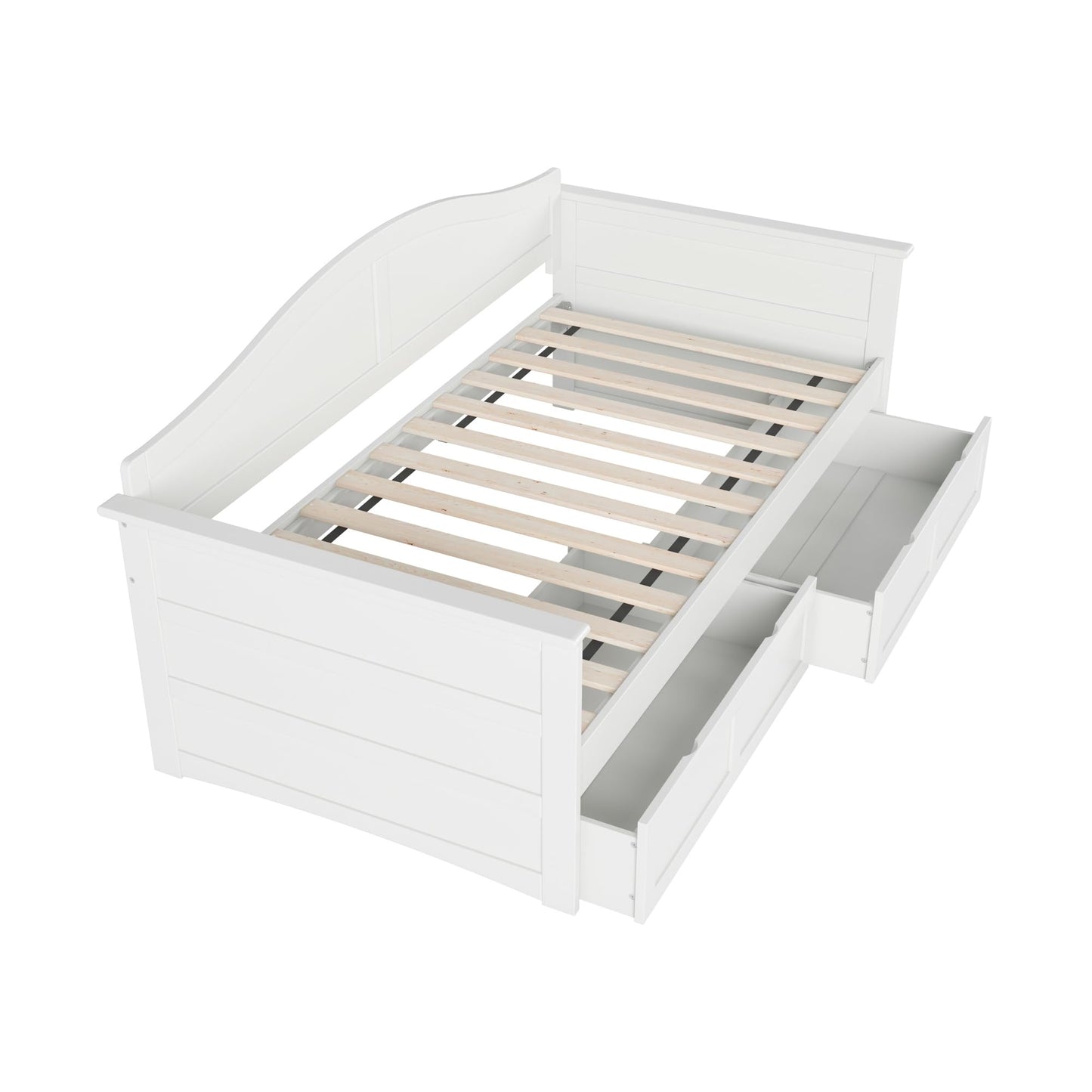 AFI, Acadia Twin Size Wood Daybed Frame with 2 Storage Drawers, White