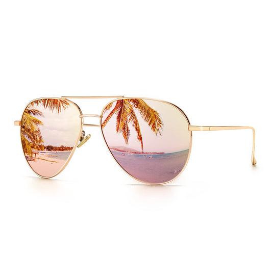 SUNGAIT Women's Lightweight Oversized Aviator Sunglasses - Mirrored Polarized Lens