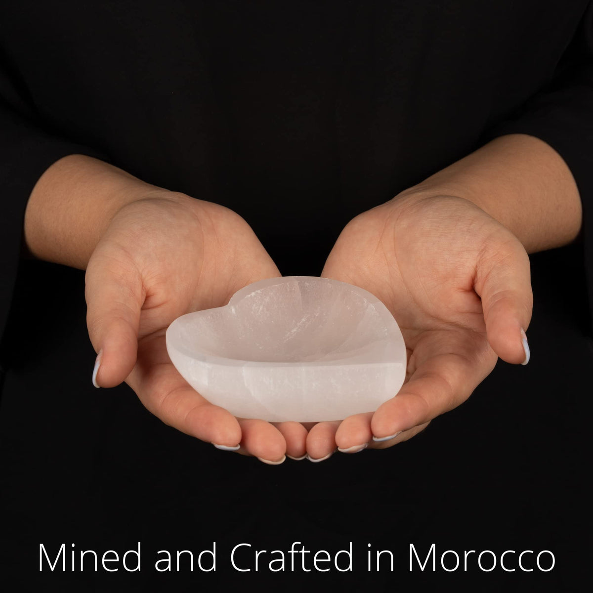 Wish Well Heart Selenite Bowl for Crystals Charging – 4" Selenite Crystal Bowl – Mined and Crafted in Morocco – Ideal for Cleansing and Recharging Crystals and Healing Stones, Meditation, and Decor