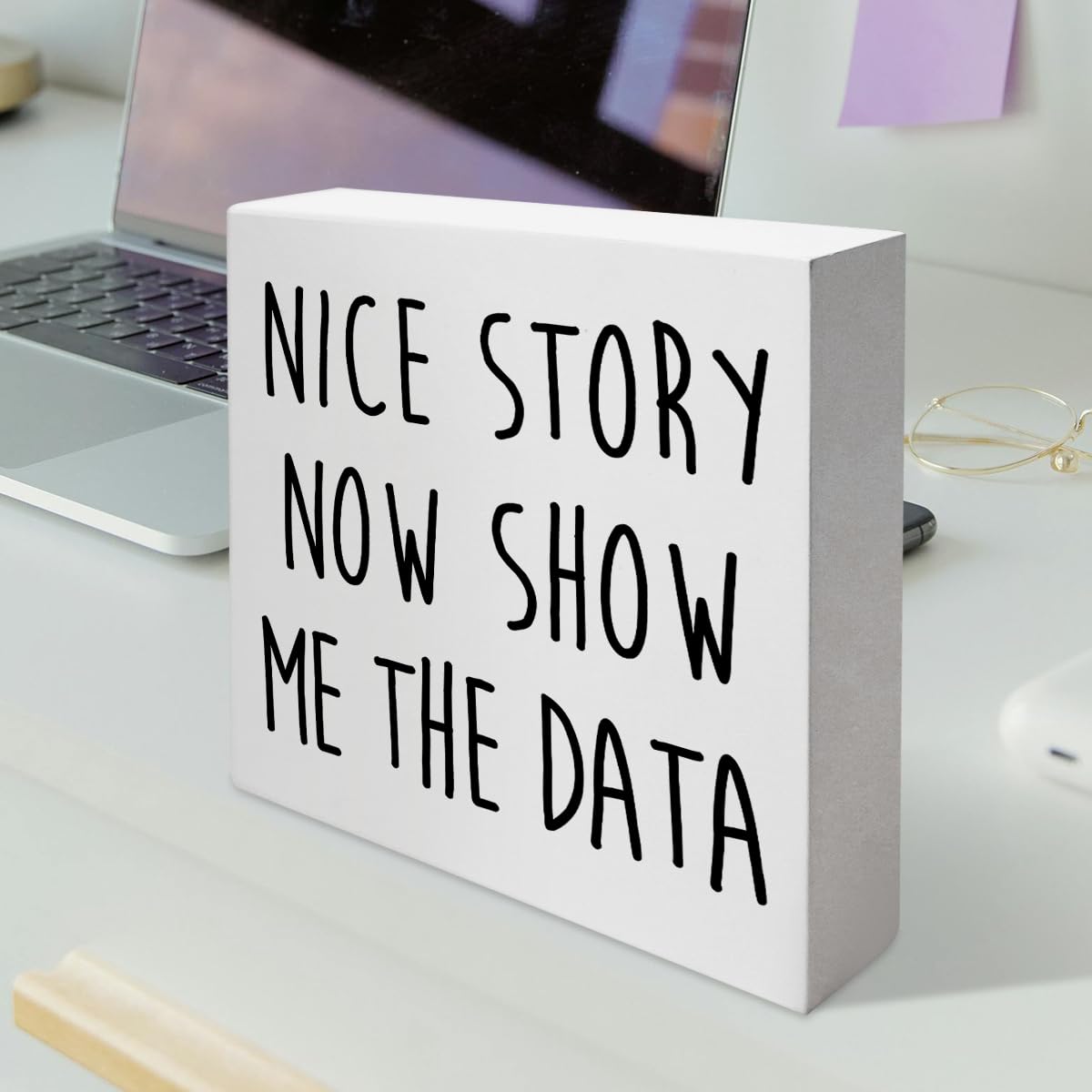 Funny Office Desk Decor, Home Office Decoration for Work Women Men Wooden Box Sign, Accountant CPA Finance Human Resources Office Gifts for HR Coworker Boss Leader Colleague Friend, Show Me The Data