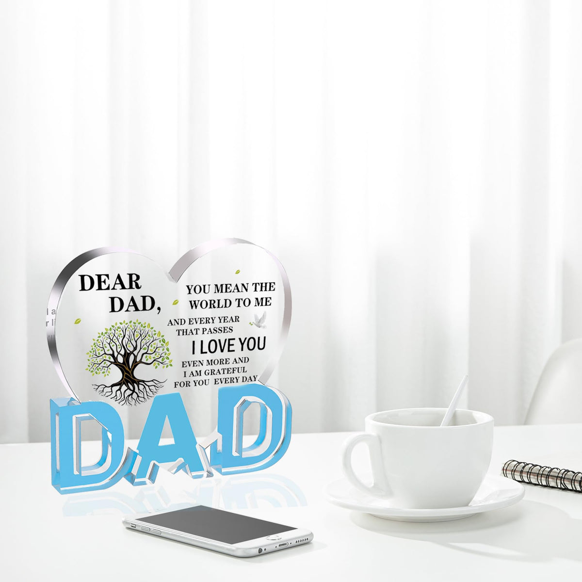 iLifemate Gift for Dad, Dad Birthday Gifts - Acrylic Heart Plaque 3.9 × 3.7 × 0.4inch, Christmas Birthday Gift for Dad from Daughter Son Wife, Memorial Gifts for Loss of Dad