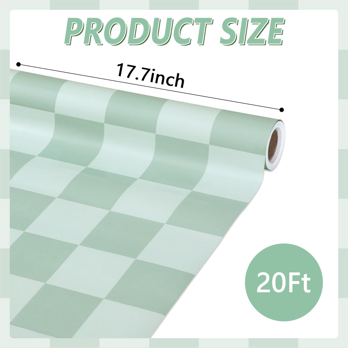 Green Checkered Bulletin Board Paper Roll Retro Hippie Green Bulletin Board Background Back to School Classroom Decor Poster for Art Craft DIY Project Home Office Spring Party Supplies 17.7inx20ft