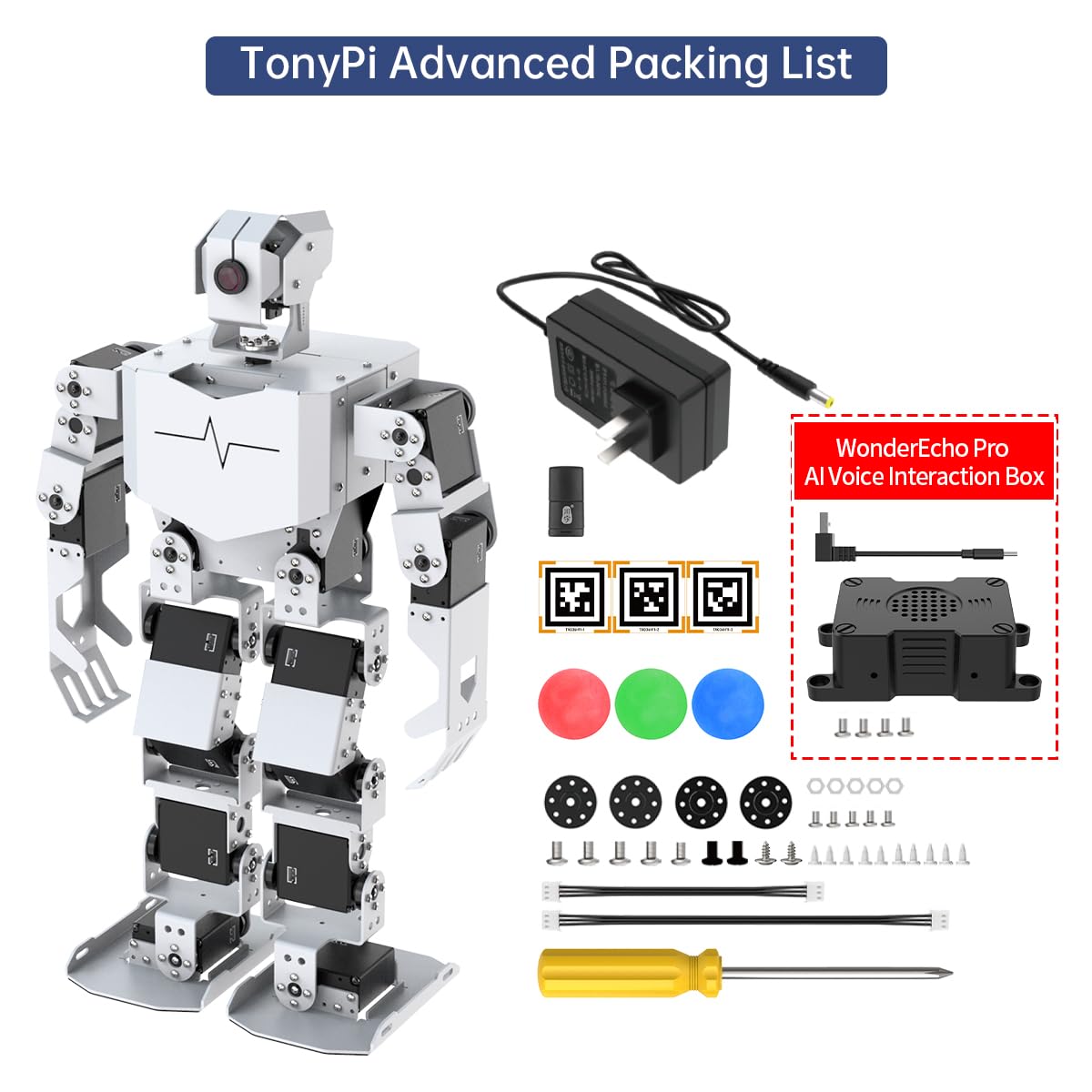 HIWONDER Humanoid Robot with ChatGPT Multimodal AI Models AI Embodied Intelligent Vision Scene Voice Understanding 20DOF Educational Robot Kit Python Programming, TonyPi Advanced & RaspberryPi 5 4GB