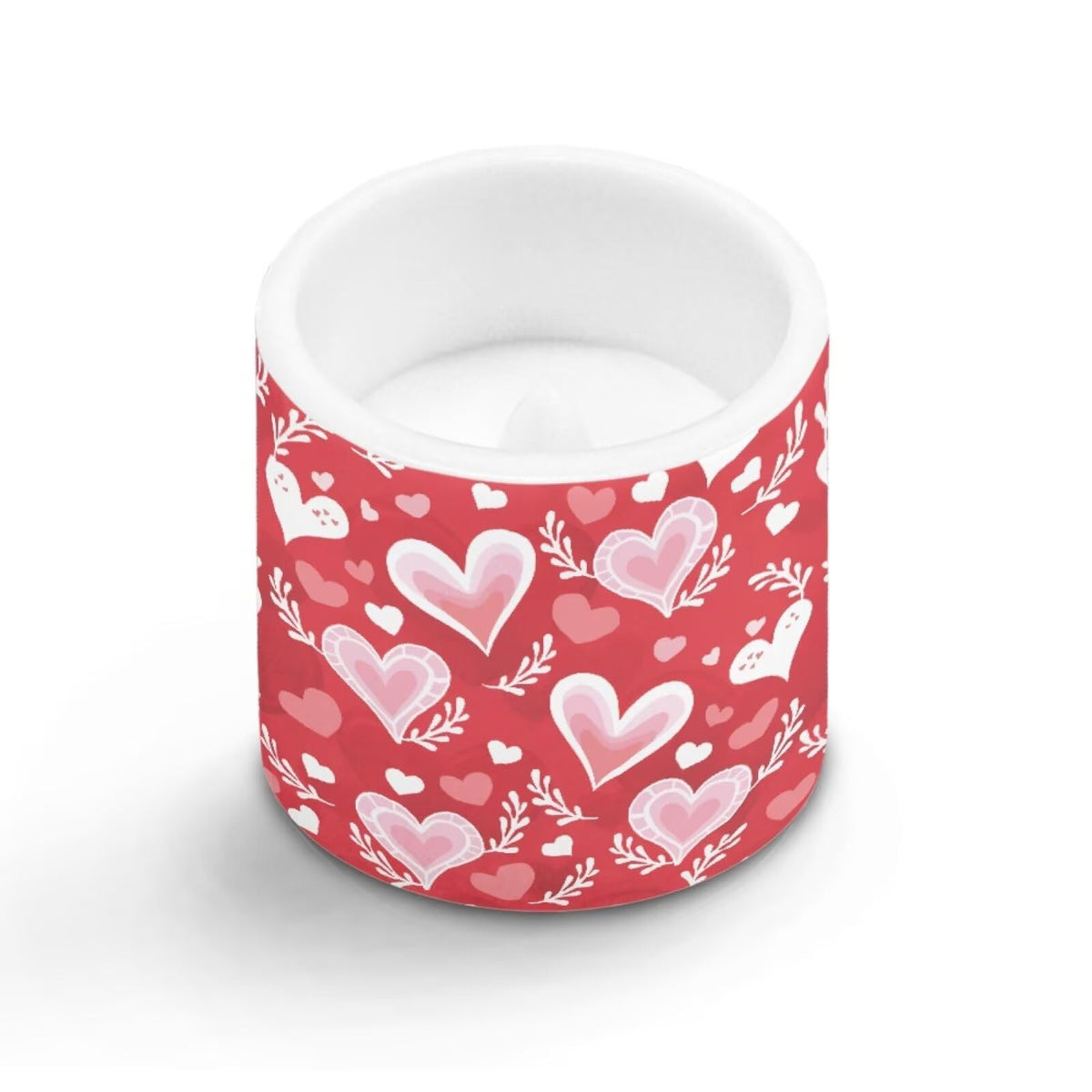 Merkmak Flickering Flameless Candles with Remote Battery Operated Candles with Timer Valentine's Day Red Heart Leaves Print LED Pillar Tea Lights for Indoor Outdoor Banquet Wedding Home Decor