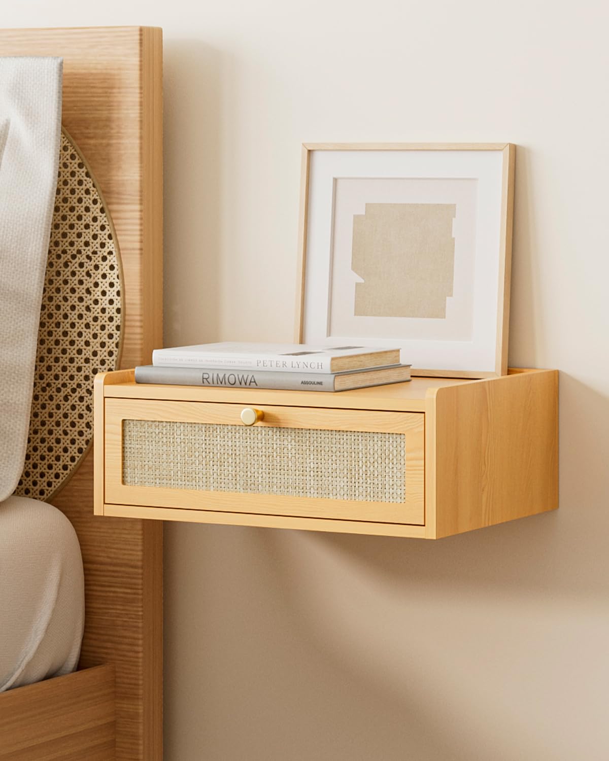 AEPOALUA Floating Nightstand,Wall Mounted Night Stand with Drawer,Small Floating Shelves,Floating Wood Bedside Table for Bedroom、Living Room、Bathroom
