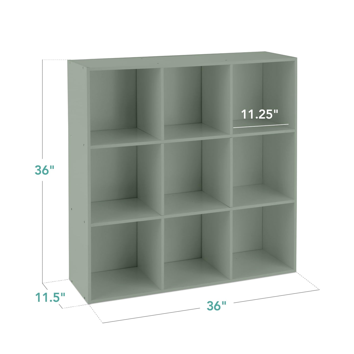 Best Choice Products Kids Bookcase 9-Cube Storage Organizer, 11in Shelf Opening, Bookshelf, Toy Storage, Customizable w/ 3 Removable Back Panels – Sage