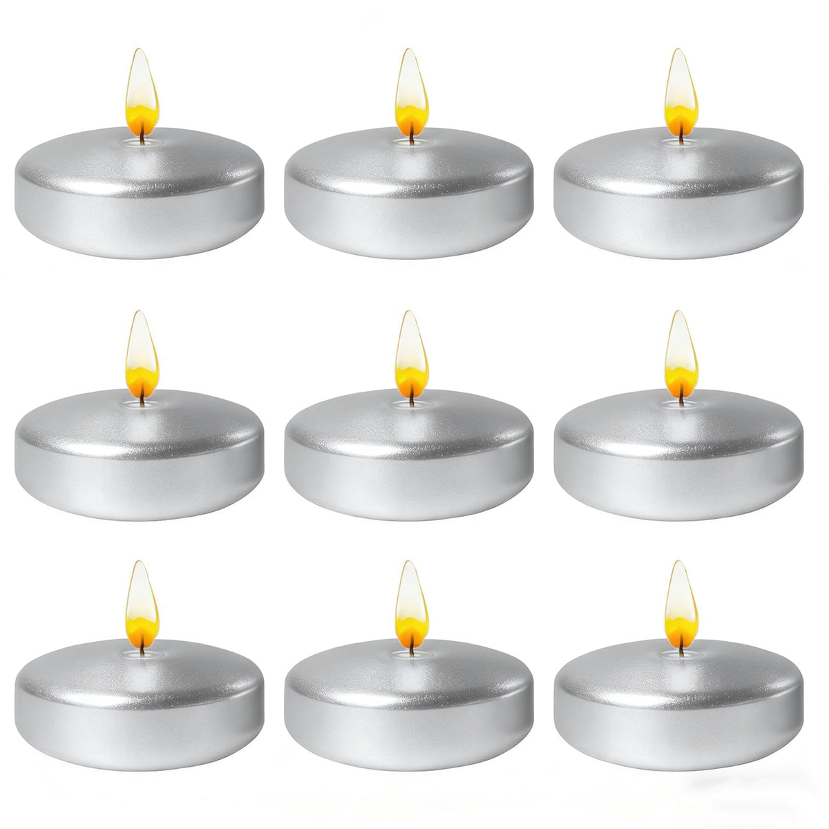 Silver Floating Candles 3 Inch 12 Pack – Paraffin Wax Floating Candle for Weddings, Parties, Winter Events & Home Décor – Clean Burning & Long Lasting