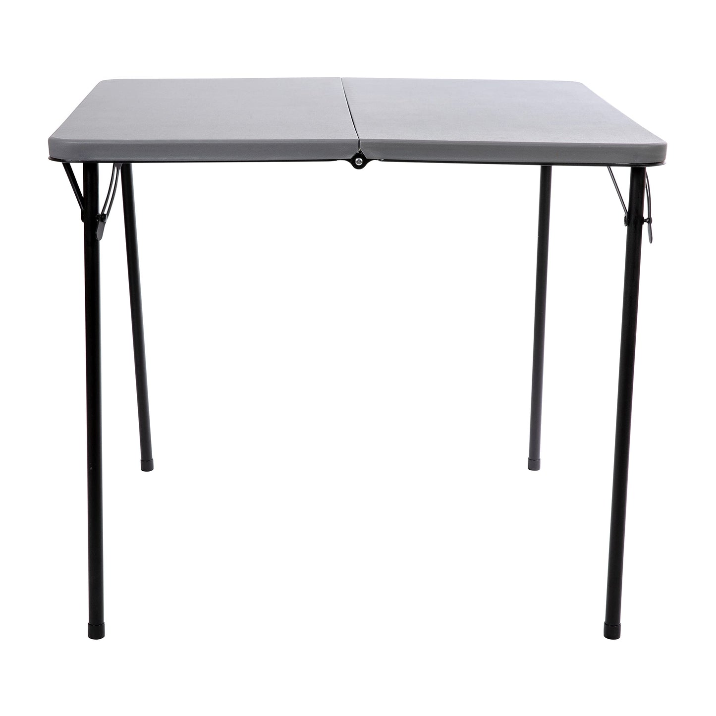 Flash Furniture Dunham 2.83' Square Plastic Folding Event Table with Carrying Handle, Bi-Fold Portable Banquet Table for Indoor/Outdoor Events, Gray