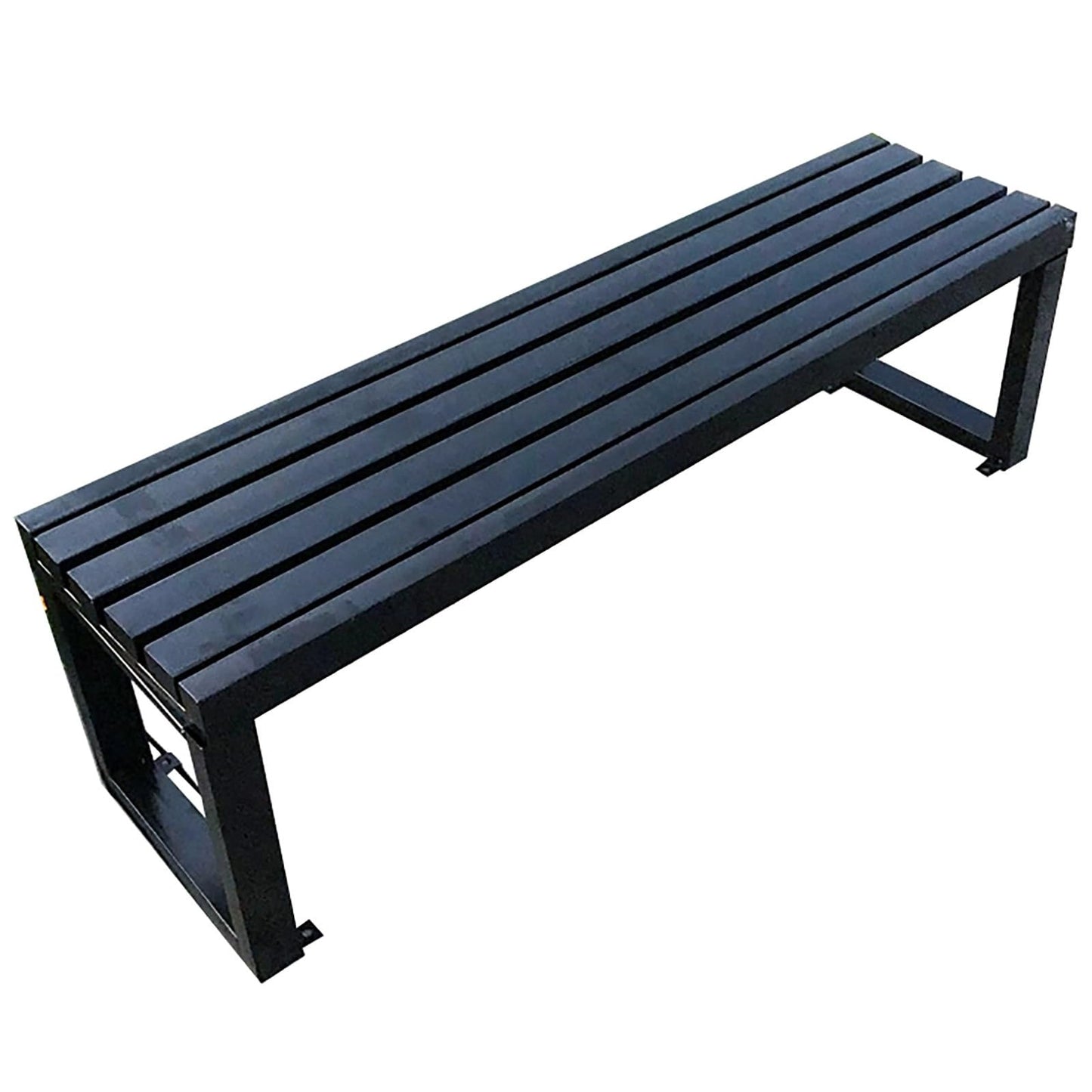 Outdoor Garden Bench Cast Iron Metal Bench with Weight Capacity Poly Lumber Weatherproof Seating for Porch Balcony,(Outdoor Metal Garden Bench Without Backrest, Patio Seating for Lawn & Ba